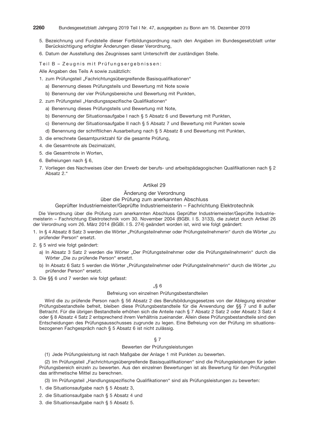 BGBl. 2019, Seite 2260 — Originalseite als Abbildung