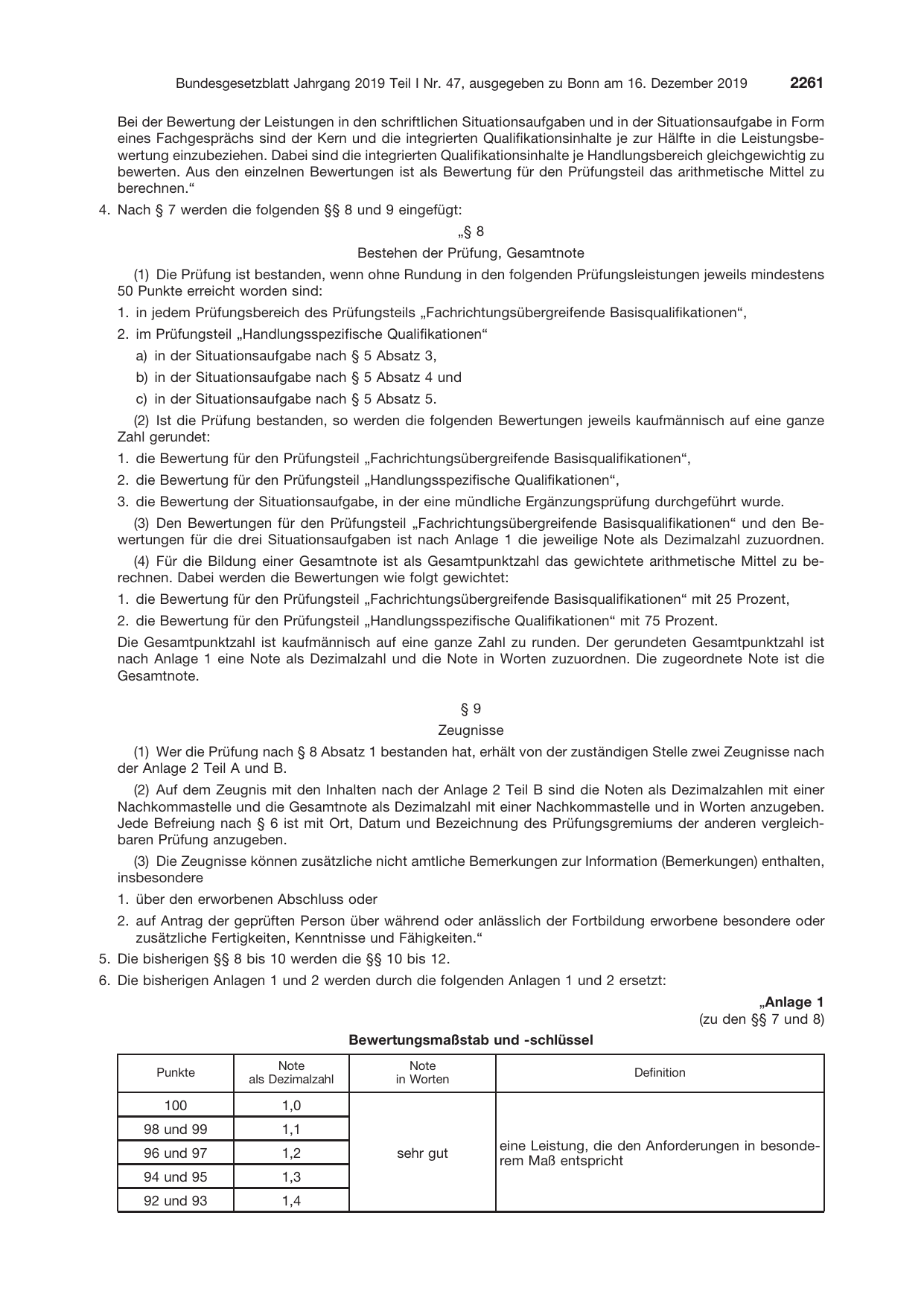 BGBl. 2019, Seite 2261 — Originalseite als Abbildung