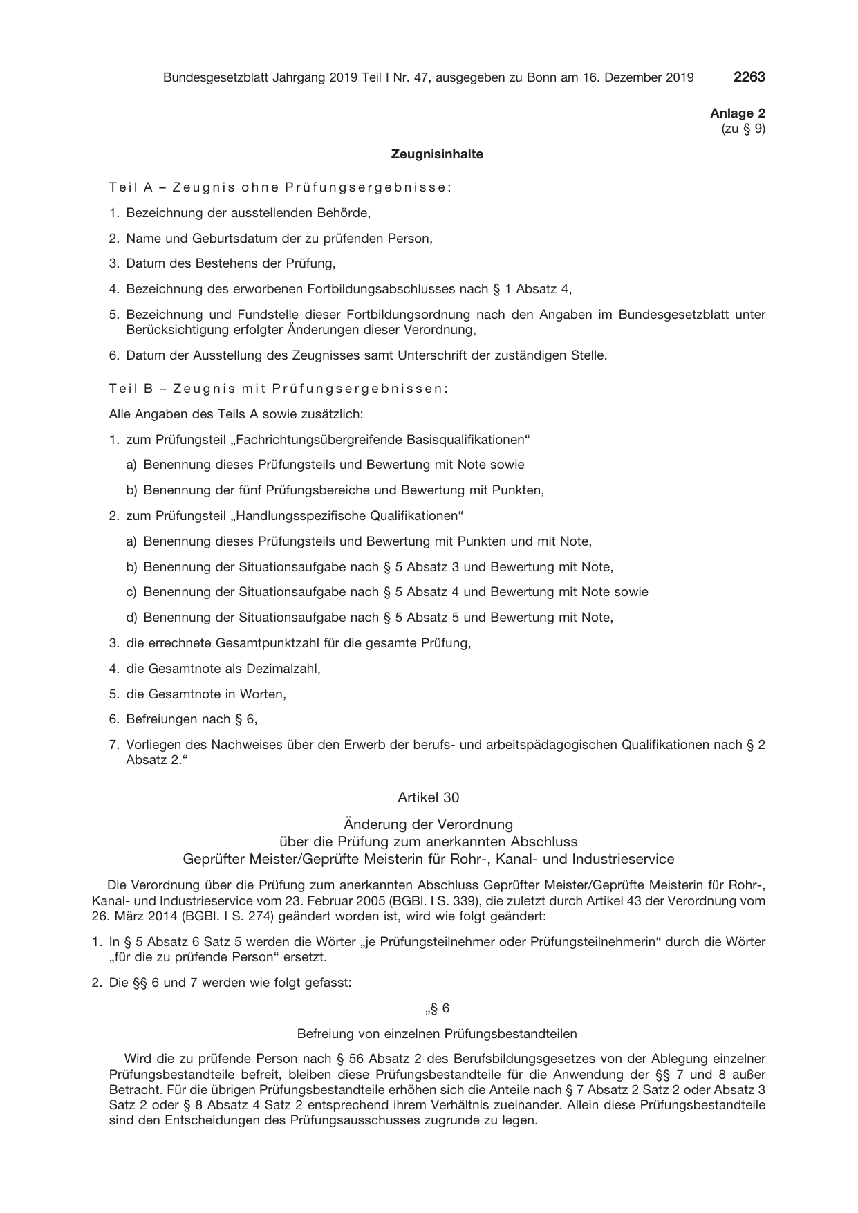 BGBl. 2019, Seite 2263 — Originalseite als Abbildung