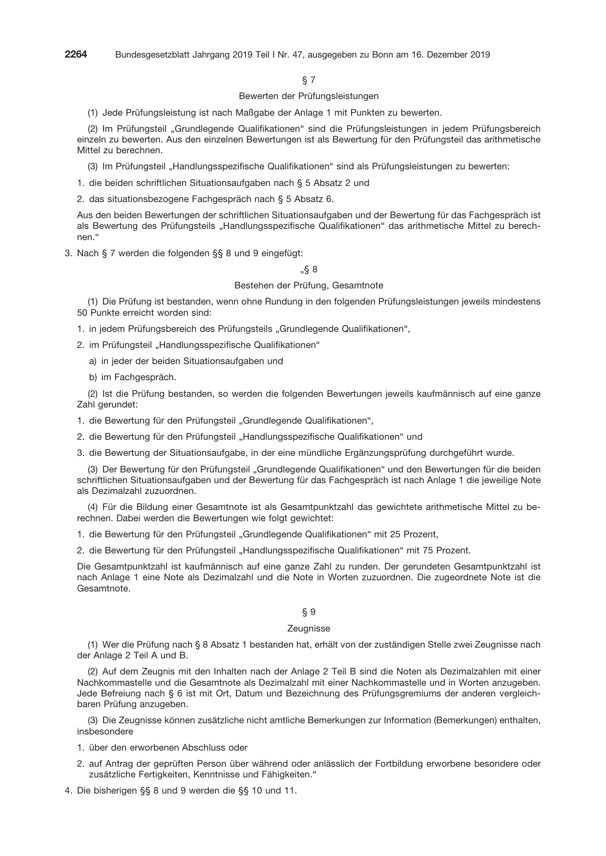 BGBl. 2019, Seite 2264 — Originalseite als Abbildung