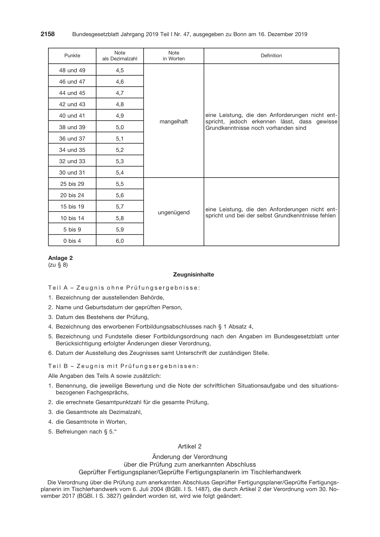 BGBl. 2019, Seite 2158 — Originalseite als Abbildung