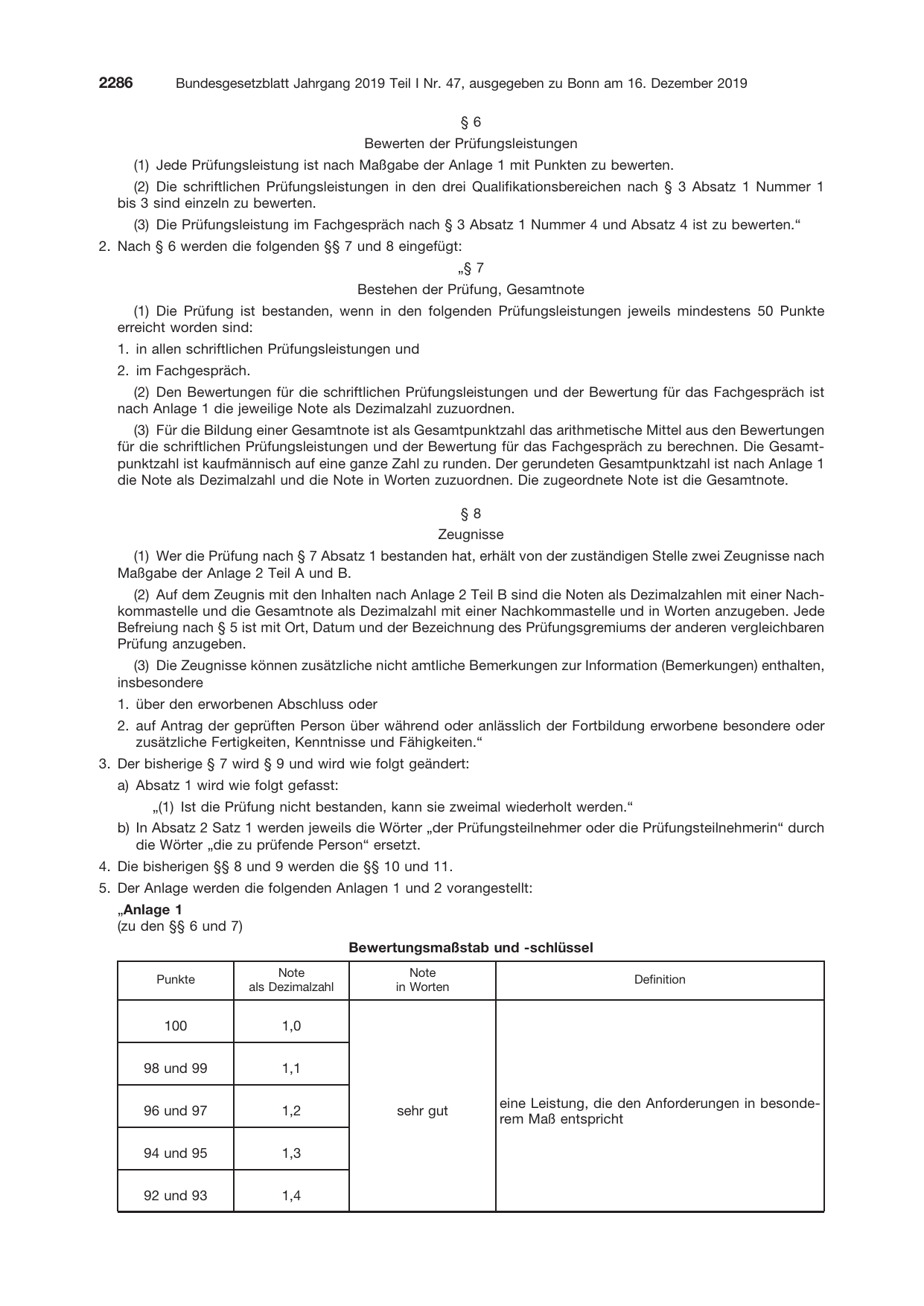 BGBl. 2019, Seite 2286 — Originalseite als Abbildung