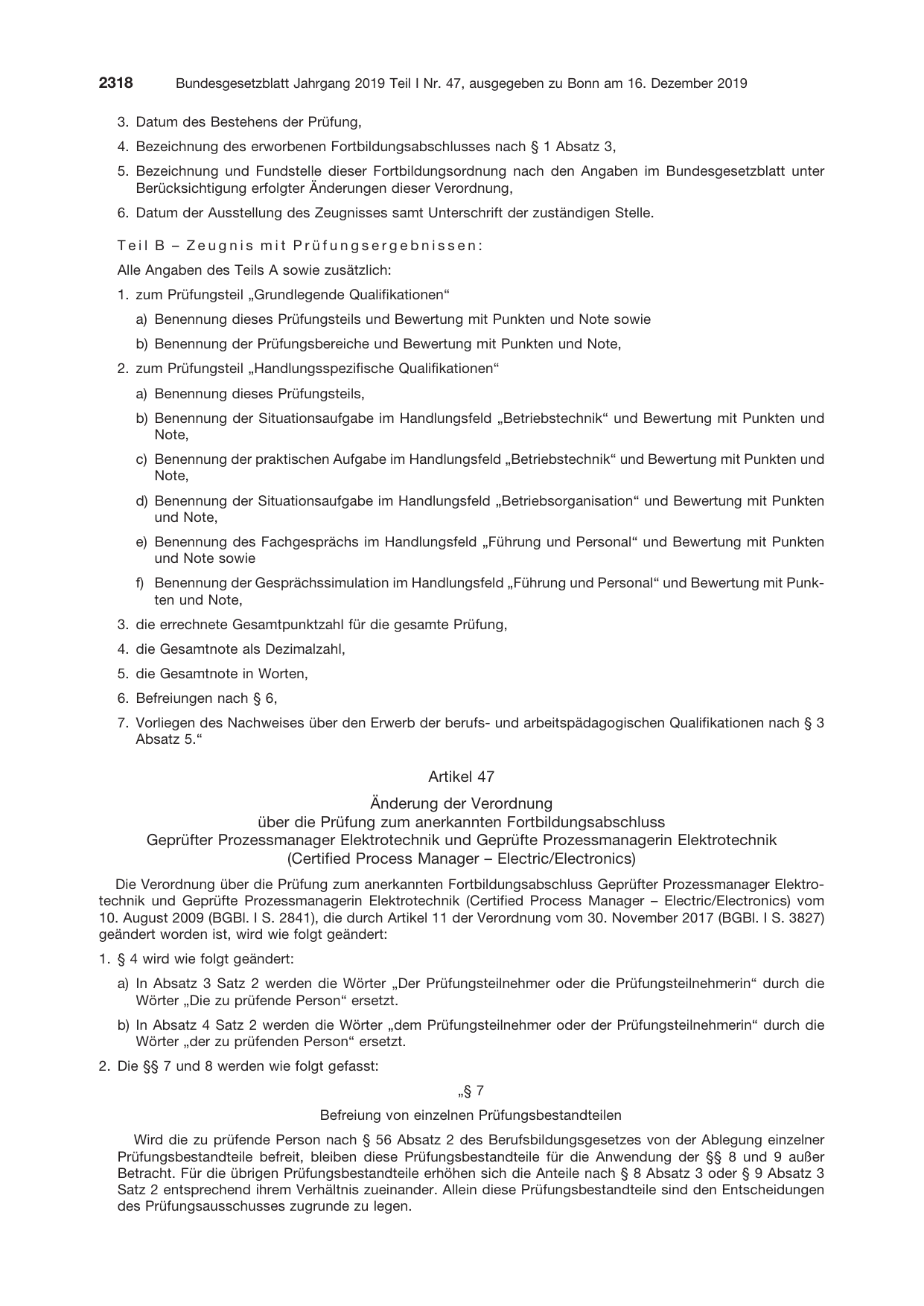 BGBl. 2019, Seite 2318 — Originalseite als Abbildung
