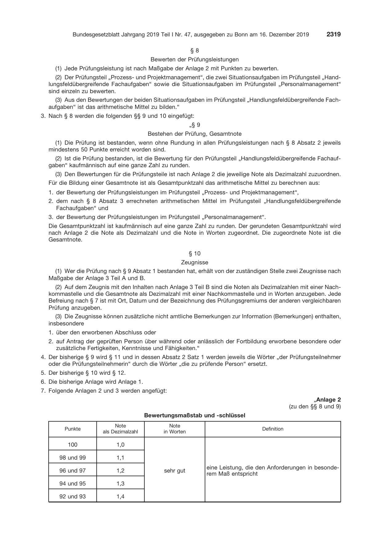 BGBl. 2019, Seite 2319 — Originalseite als Abbildung