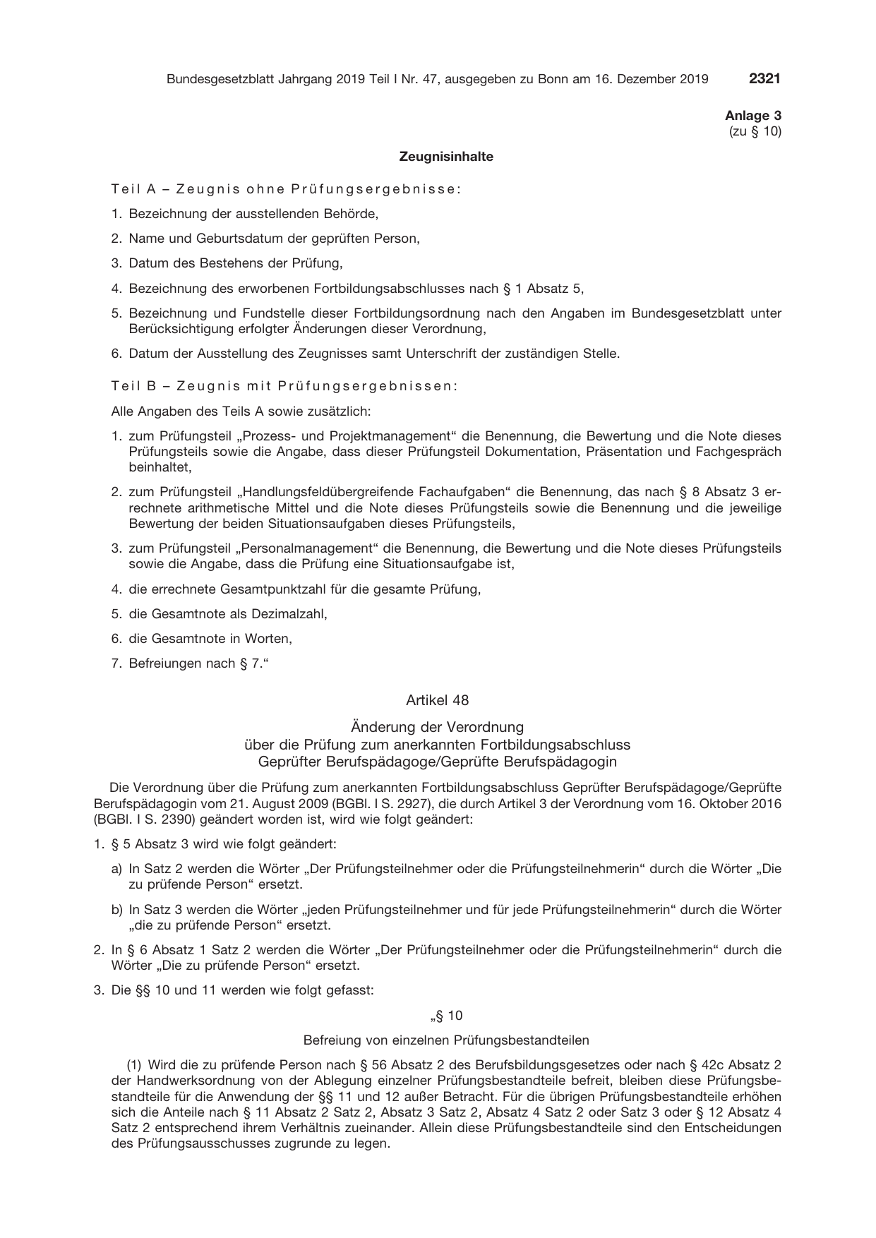 BGBl. 2019, Seite 2321 — Originalseite als Abbildung