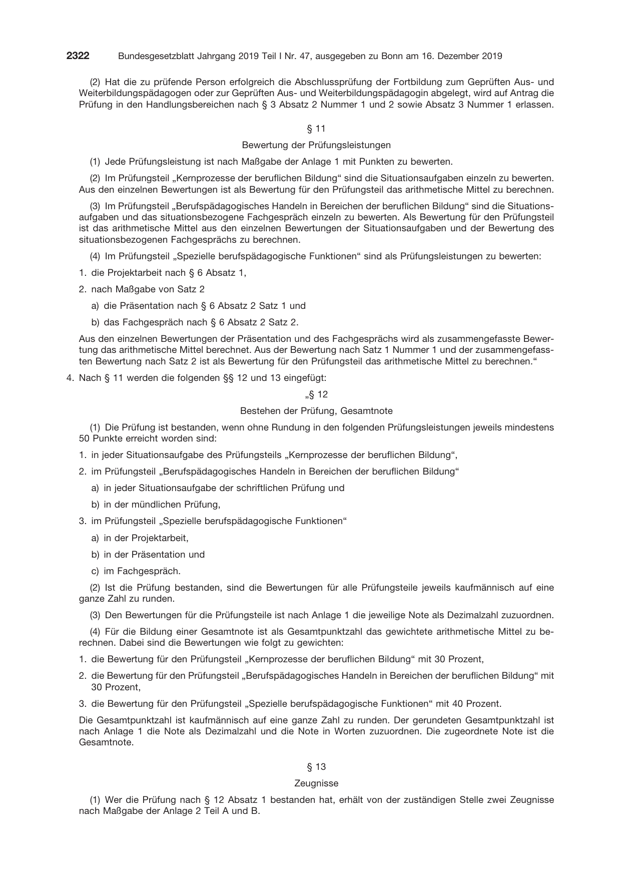 BGBl. 2019, Seite 2322 — Originalseite als Abbildung