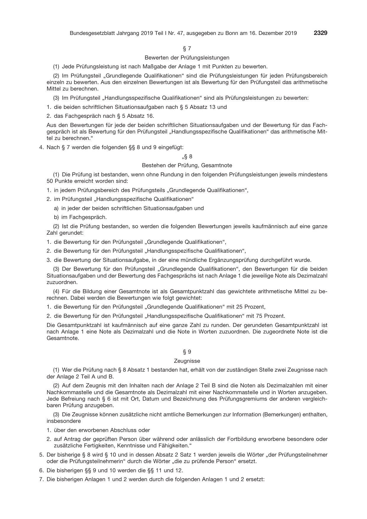BGBl. 2019, Seite 2329 — Originalseite als Abbildung