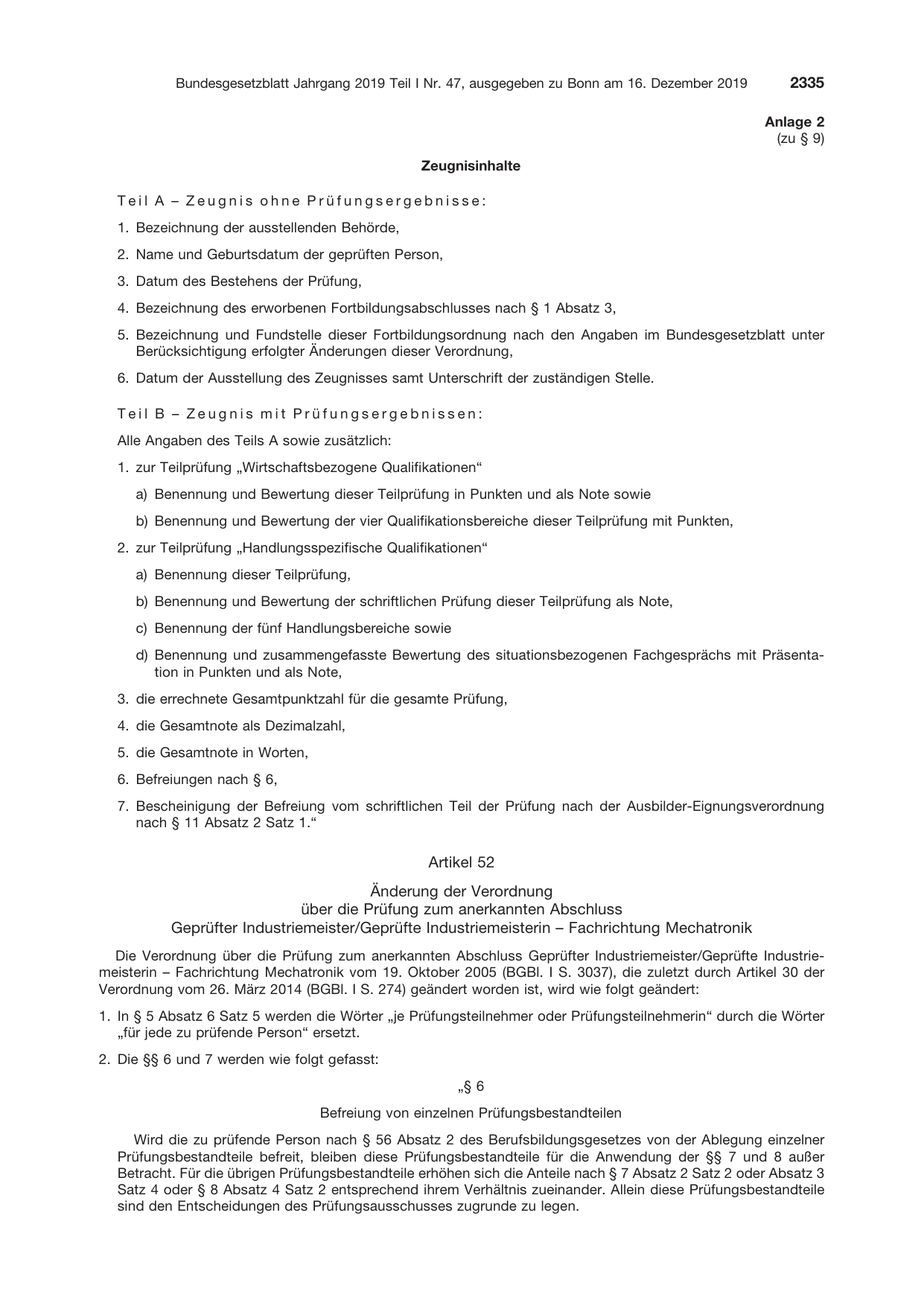 BGBl. 2019, Seite 2335 — Originalseite als Abbildung