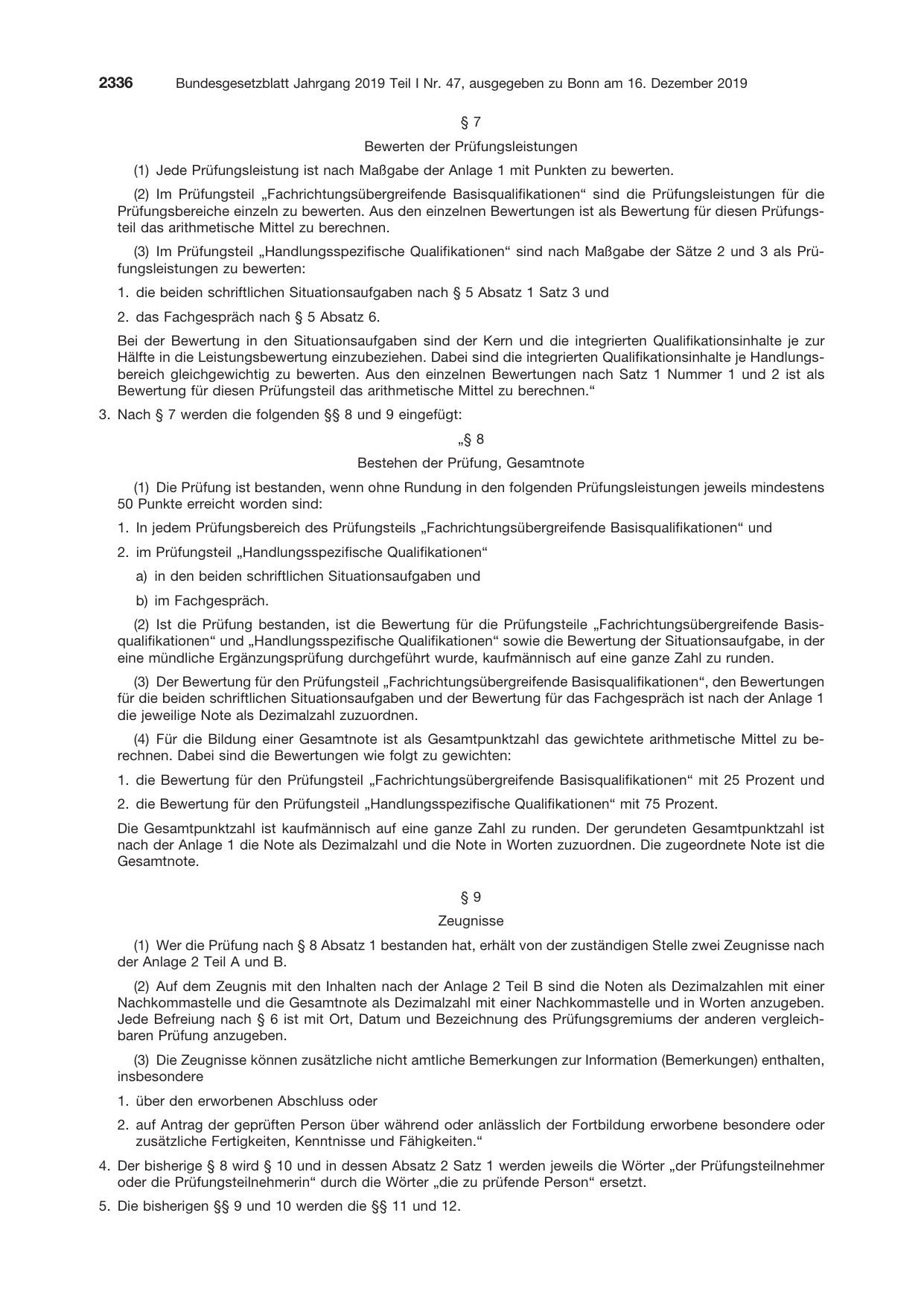 BGBl. 2019, Seite 2336 — Originalseite als Abbildung
