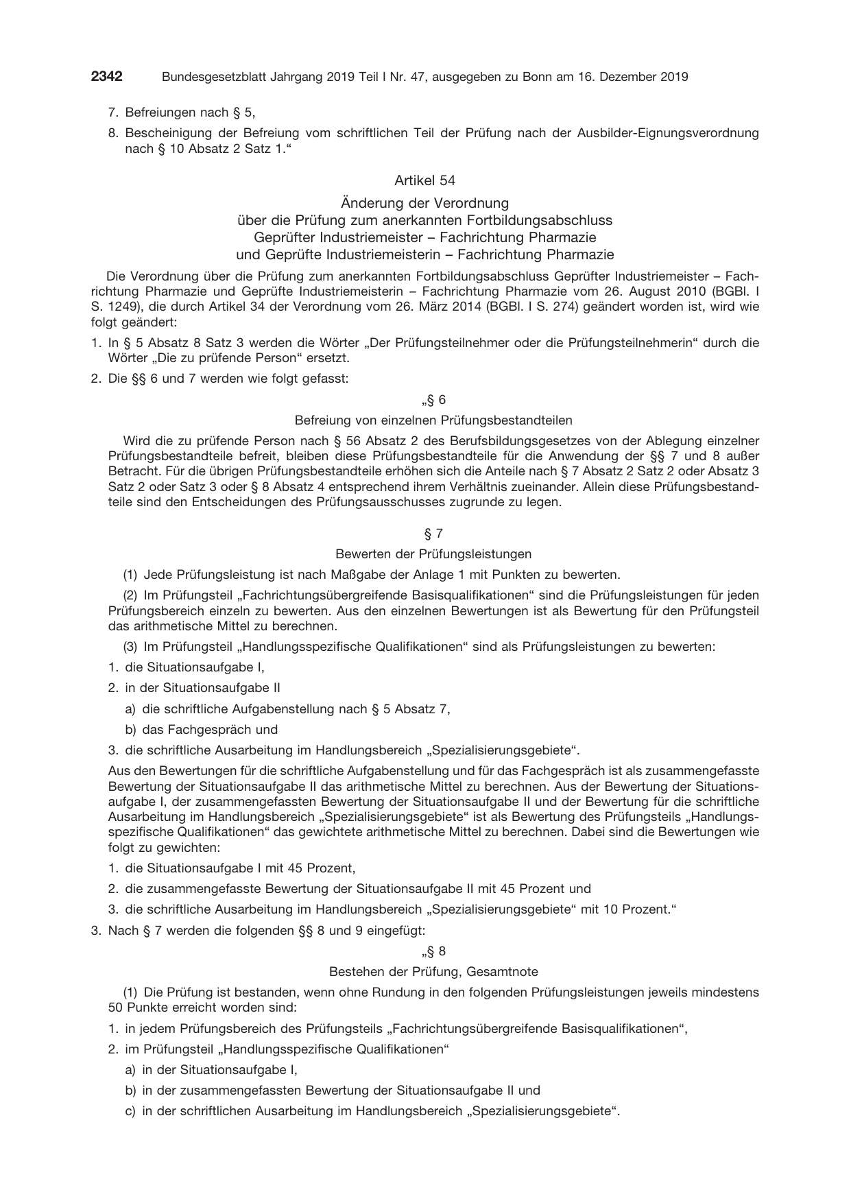 BGBl. 2019, Seite 2342 — Originalseite als Abbildung