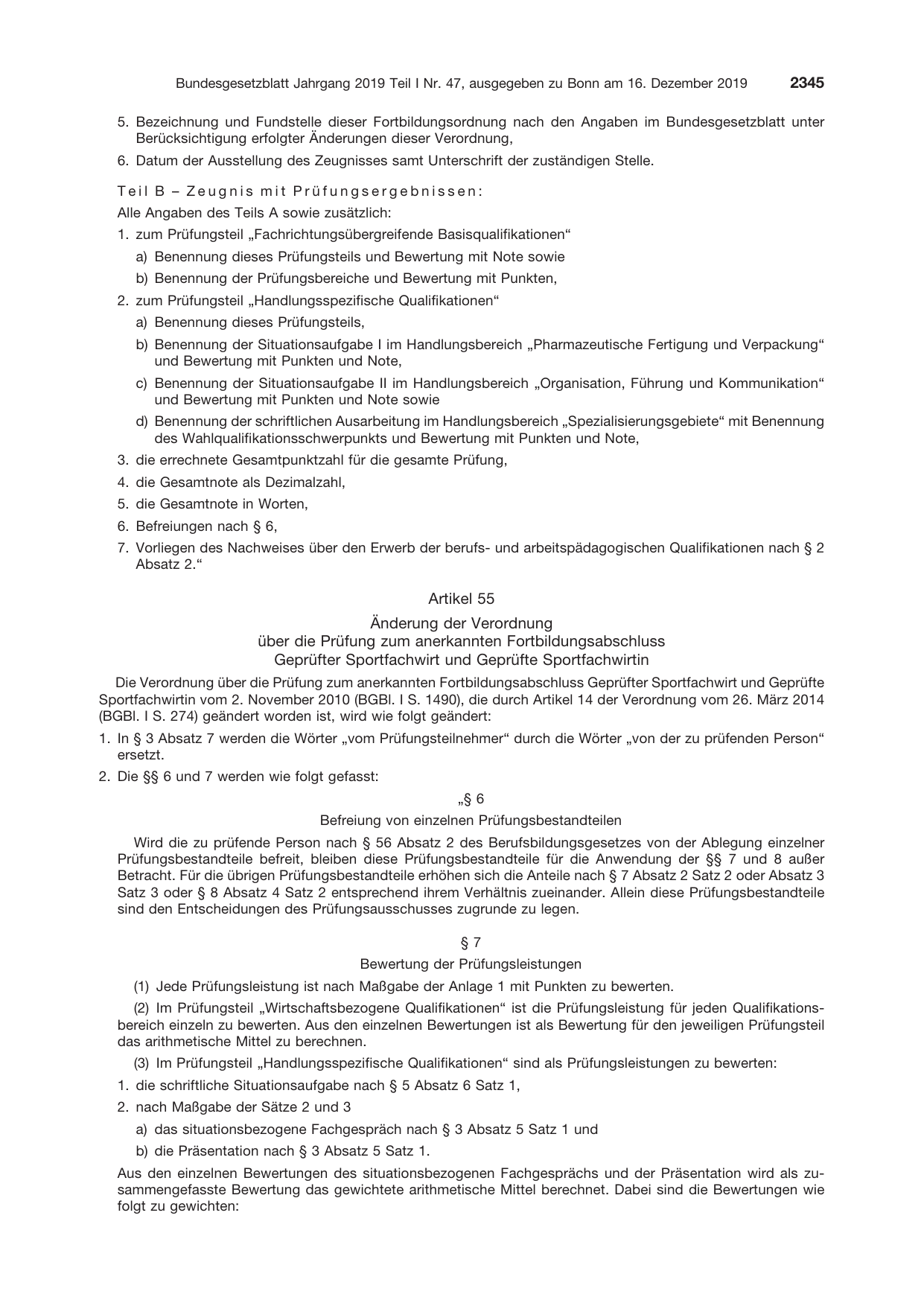BGBl. 2019, Seite 2345 — Originalseite als Abbildung