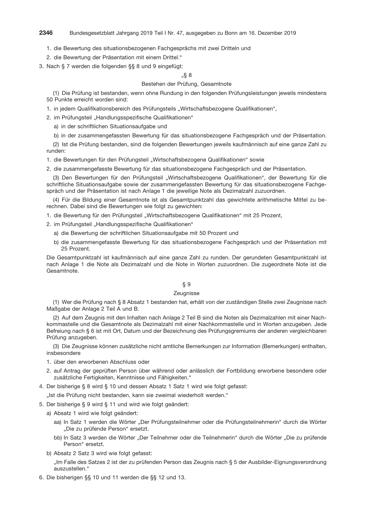 BGBl. 2019, Seite 2346 — Originalseite als Abbildung