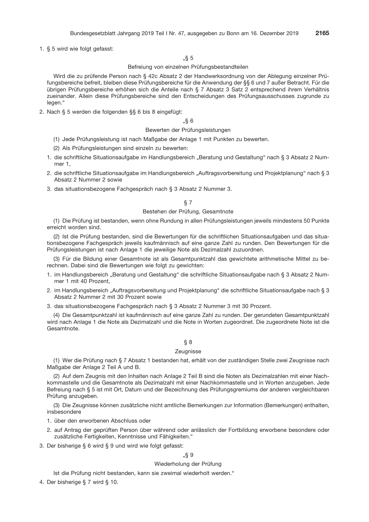 BGBl. 2019, Seite 2165 — Originalseite als Abbildung