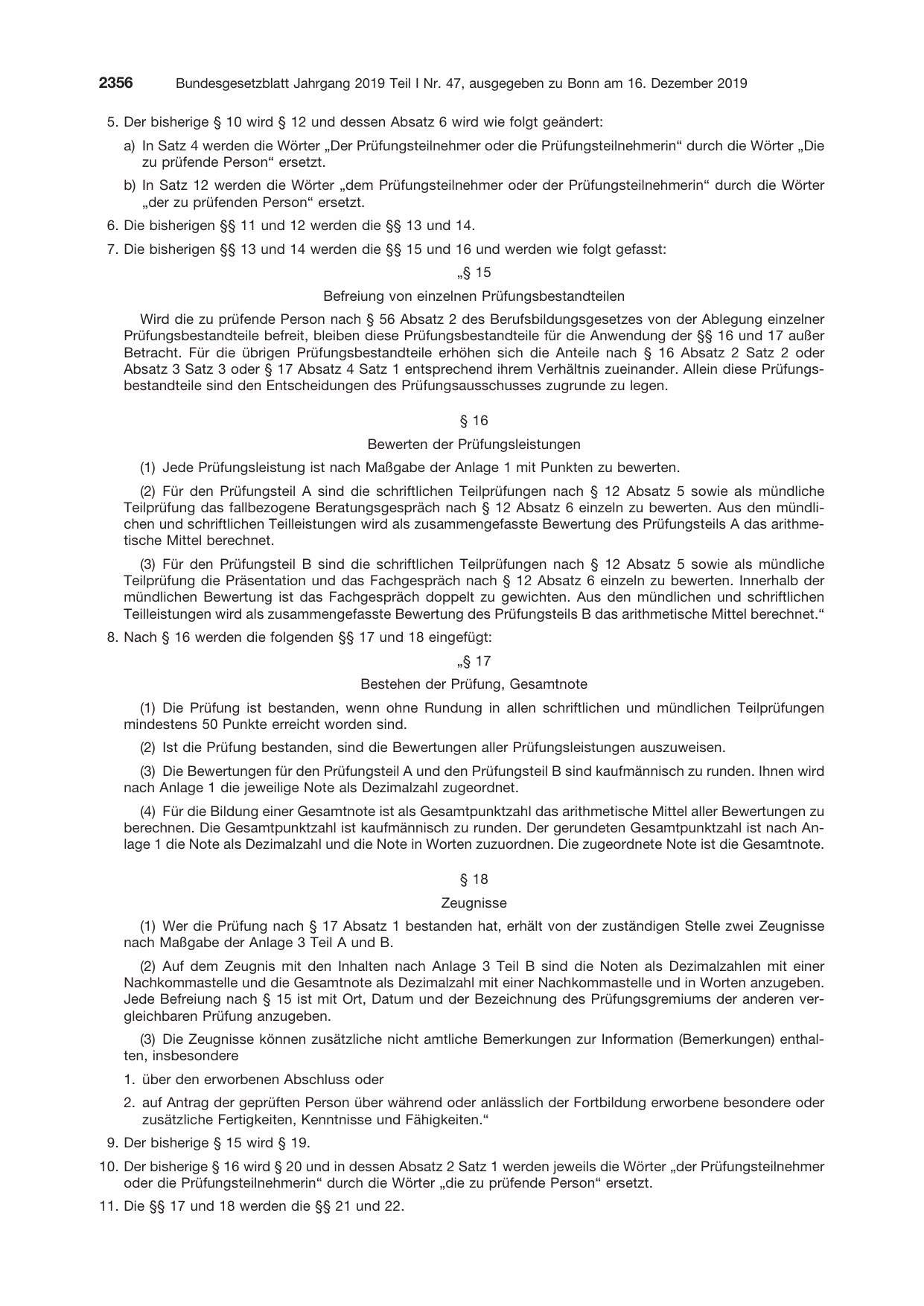 BGBl. 2019, Seite 2356 — Originalseite als Abbildung