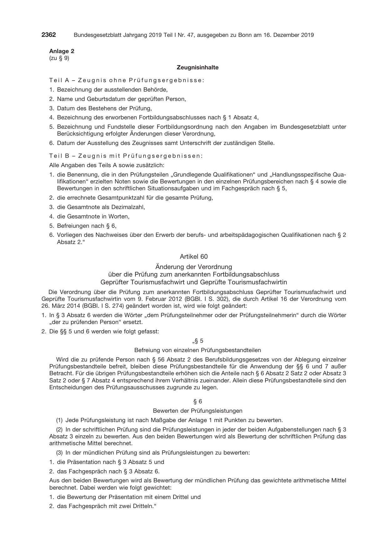 BGBl. 2019, Seite 2362 — Originalseite als Abbildung
