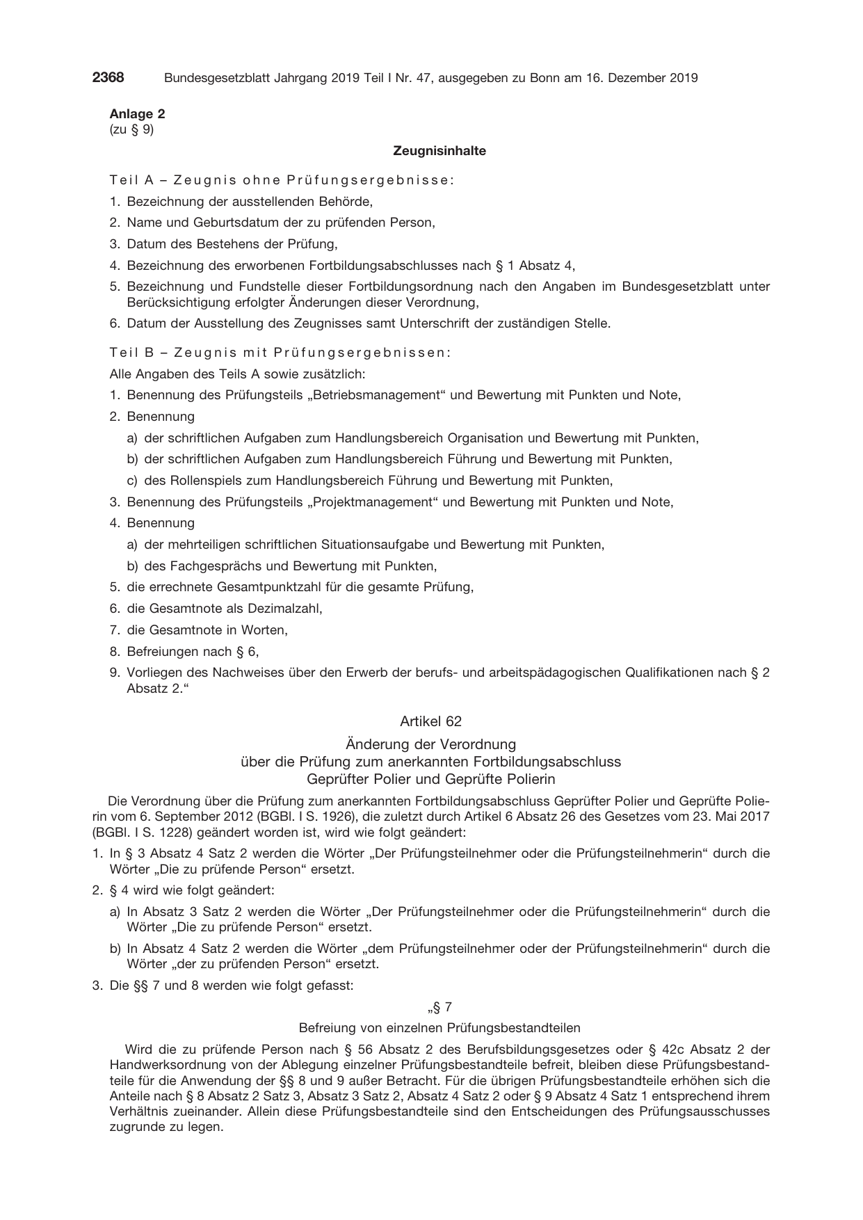 BGBl. 2019, Seite 2368 — Originalseite als Abbildung