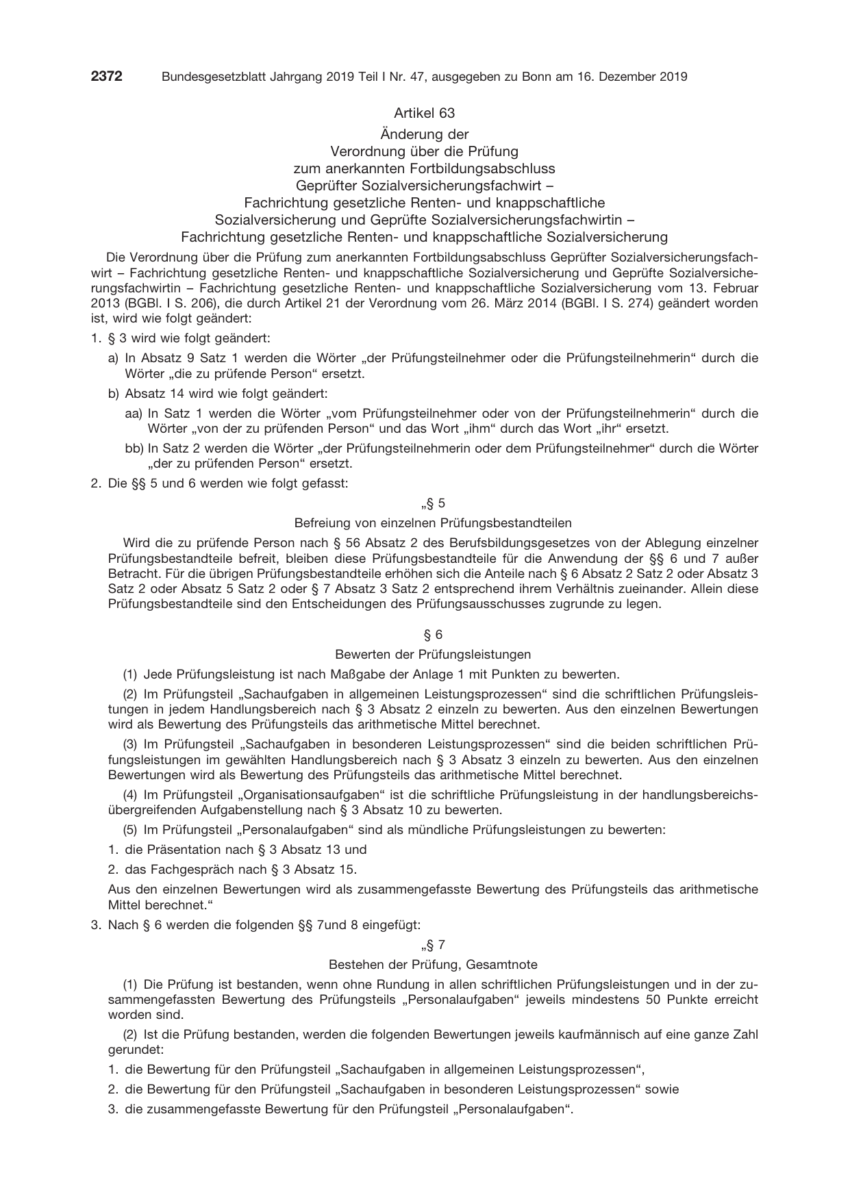 BGBl. 2019, Seite 2372 — Originalseite als Abbildung