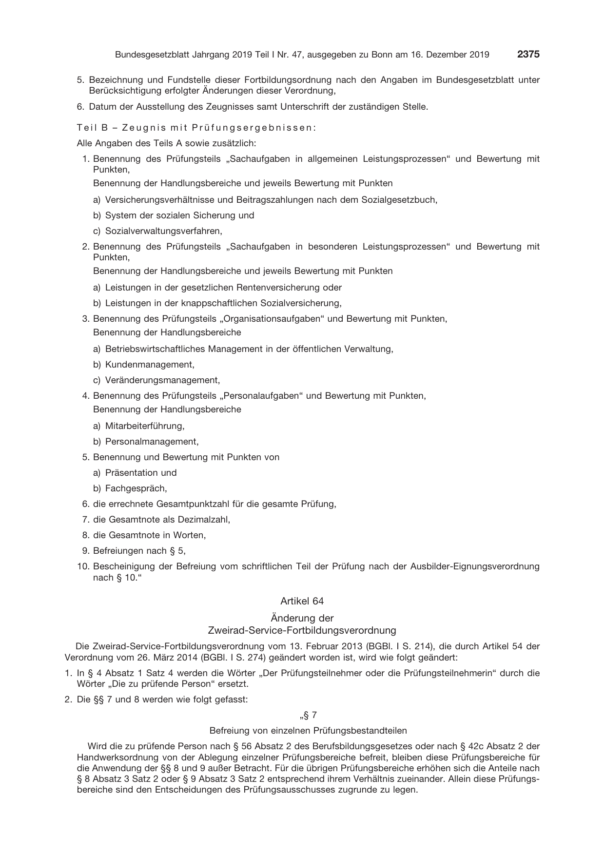 BGBl. 2019, Seite 2375 — Originalseite als Abbildung