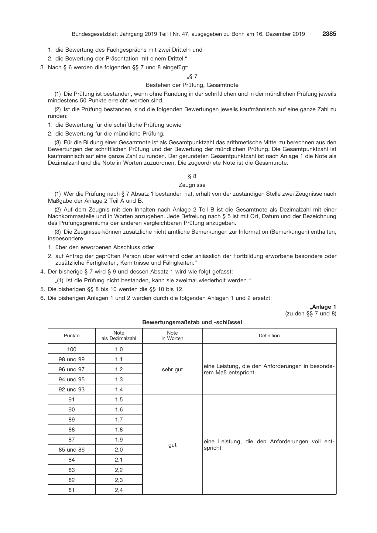 BGBl. 2019, Seite 2385 — Originalseite als Abbildung