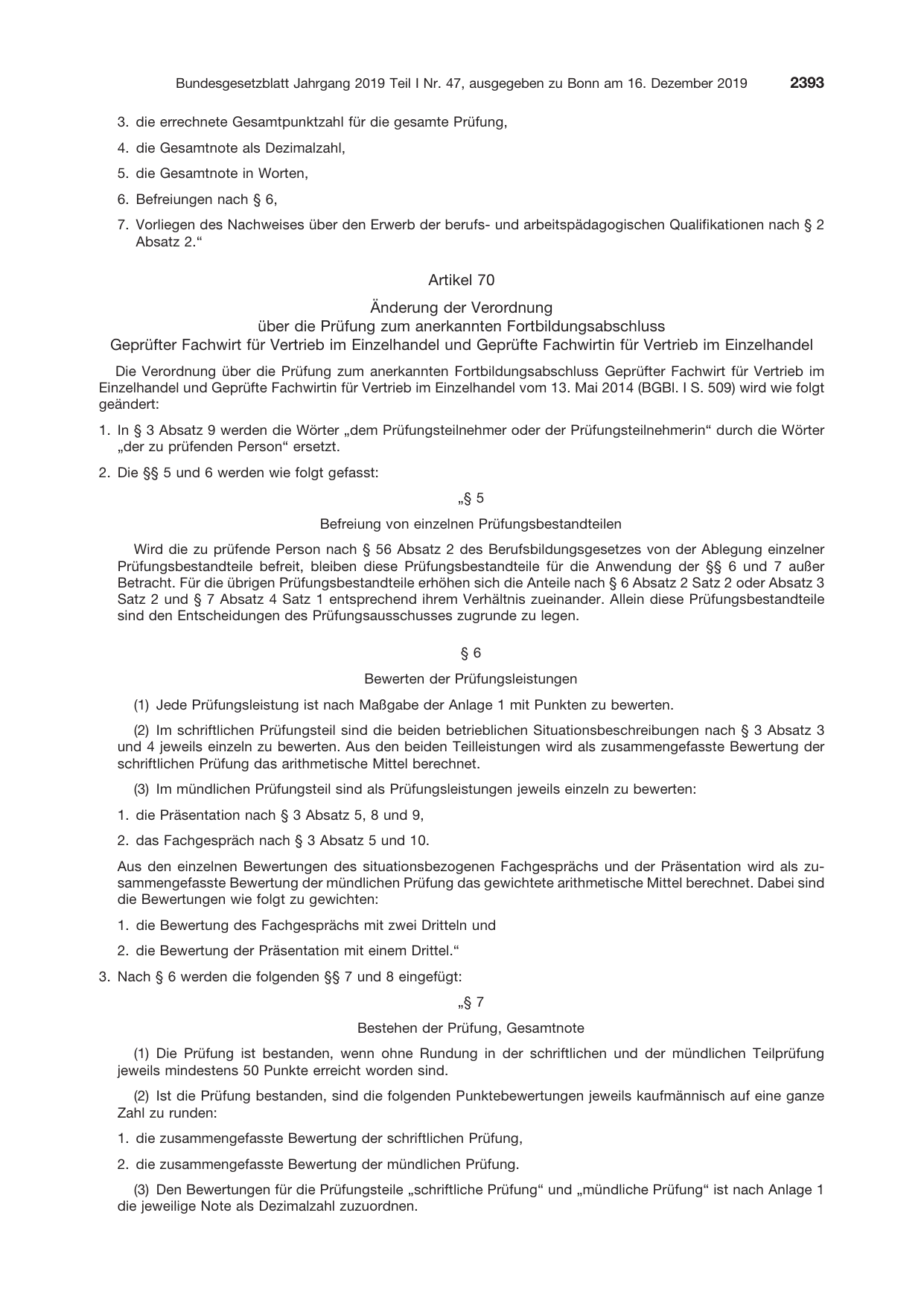 BGBl. 2019, Seite 2393 — Originalseite als Abbildung