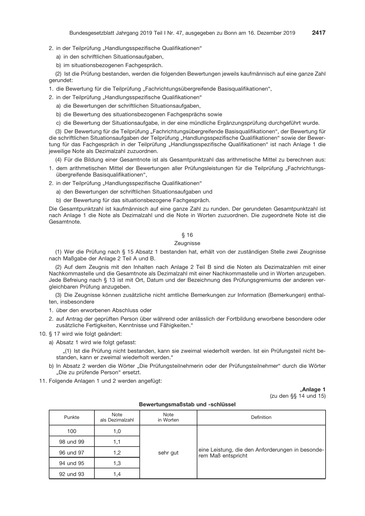 BGBl. 2019, Seite 2417 — Originalseite als Abbildung