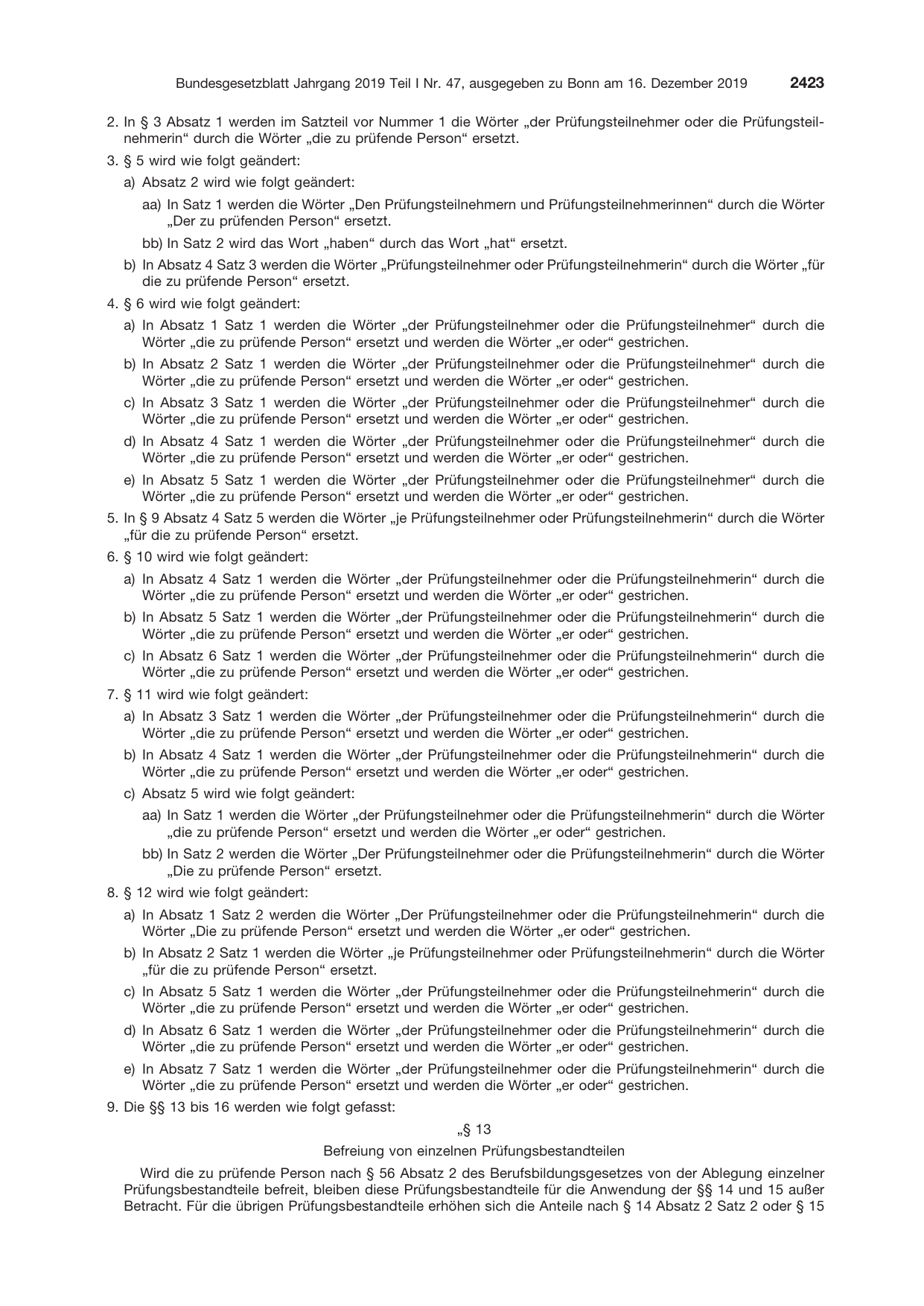 BGBl. 2019, Seite 2423 — Originalseite als Abbildung