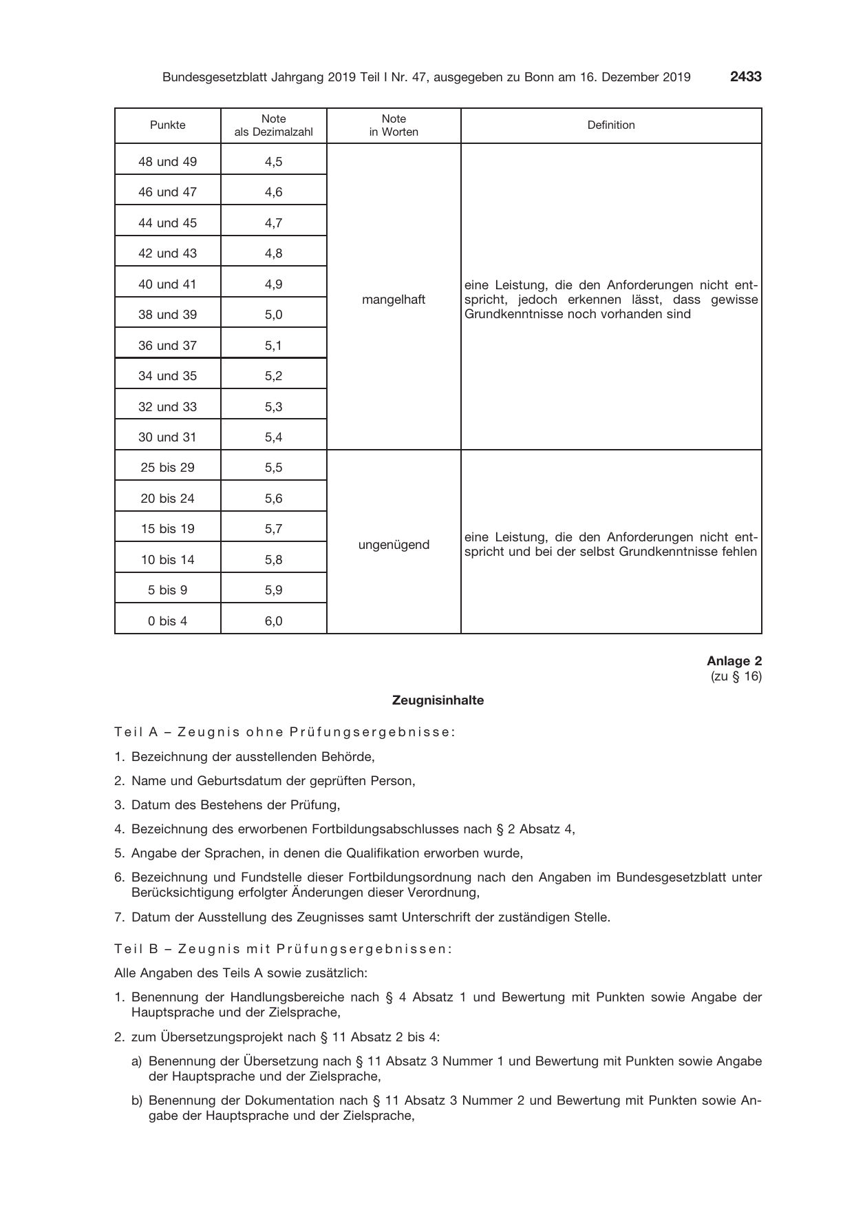 BGBl. 2019, Seite 2433 — Originalseite als Abbildung
