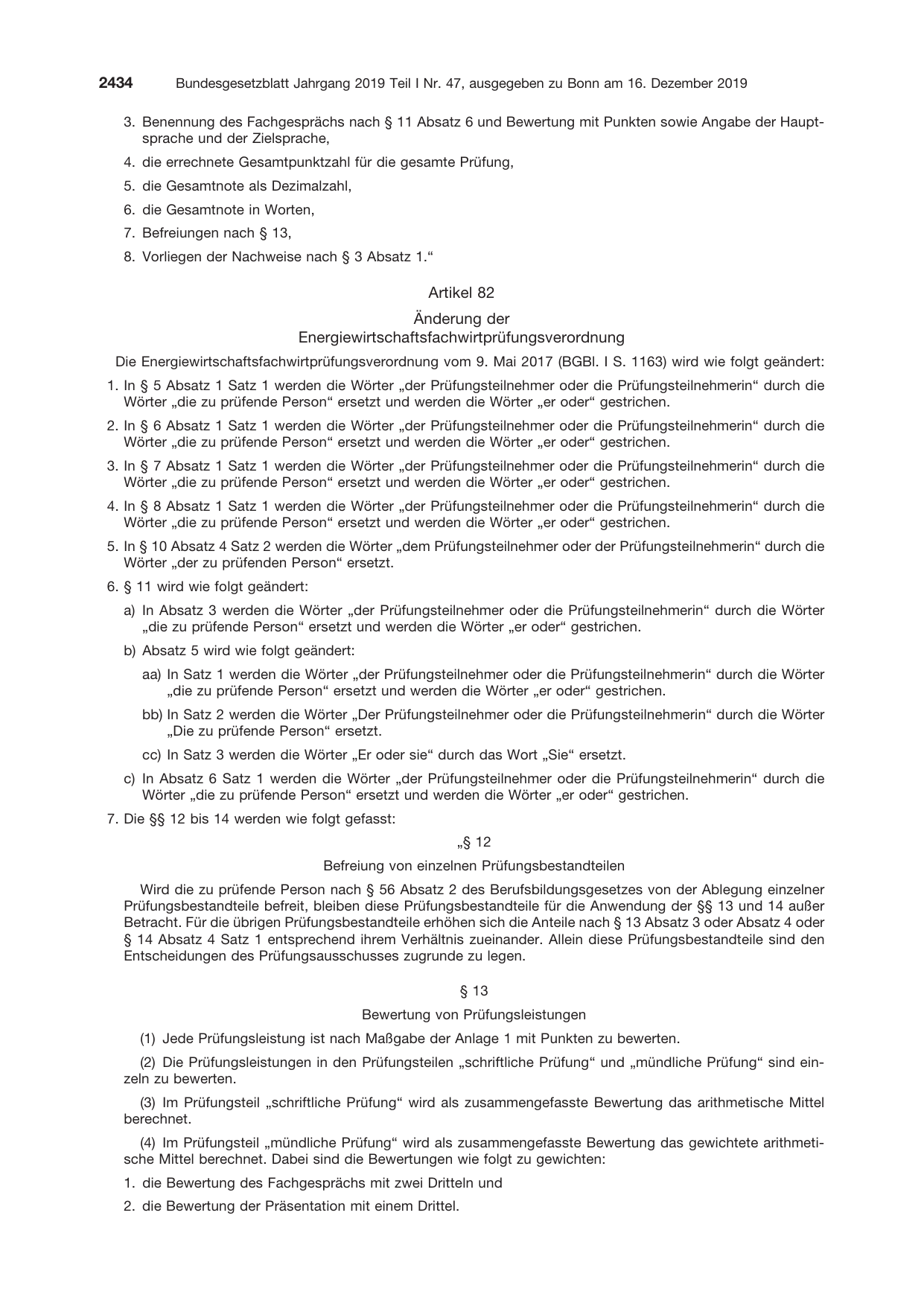 BGBl. 2019, Seite 2434 — Originalseite als Abbildung