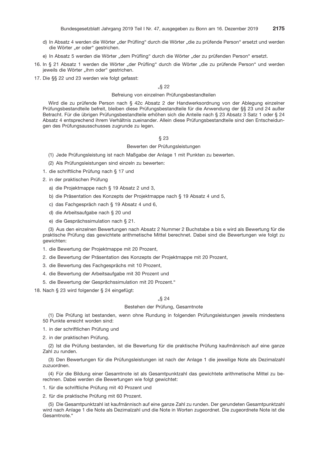 BGBl. 2019, Seite 2175 — Originalseite als Abbildung