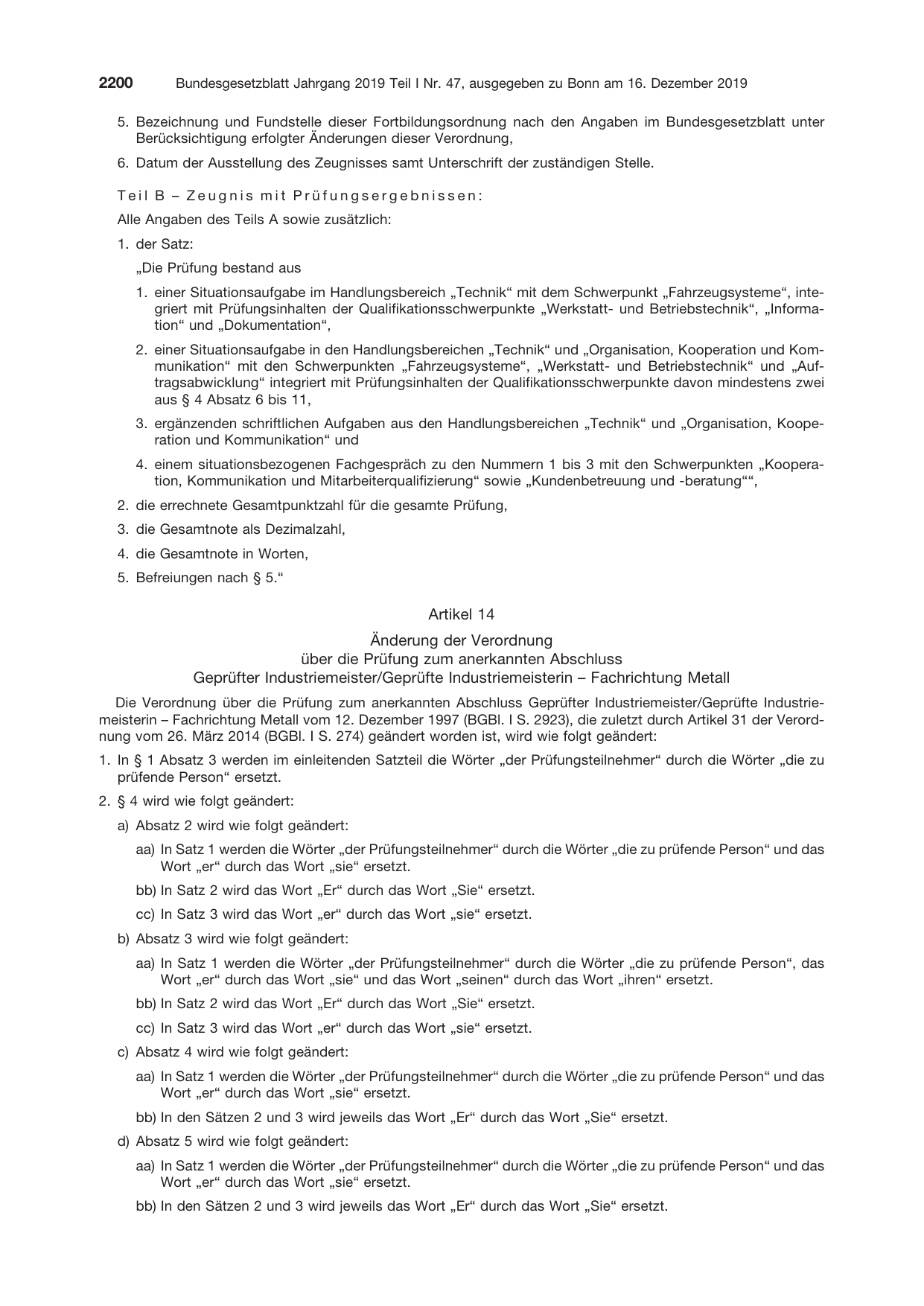 BGBl. 2019, Seite 2200 — Originalseite als Abbildung
