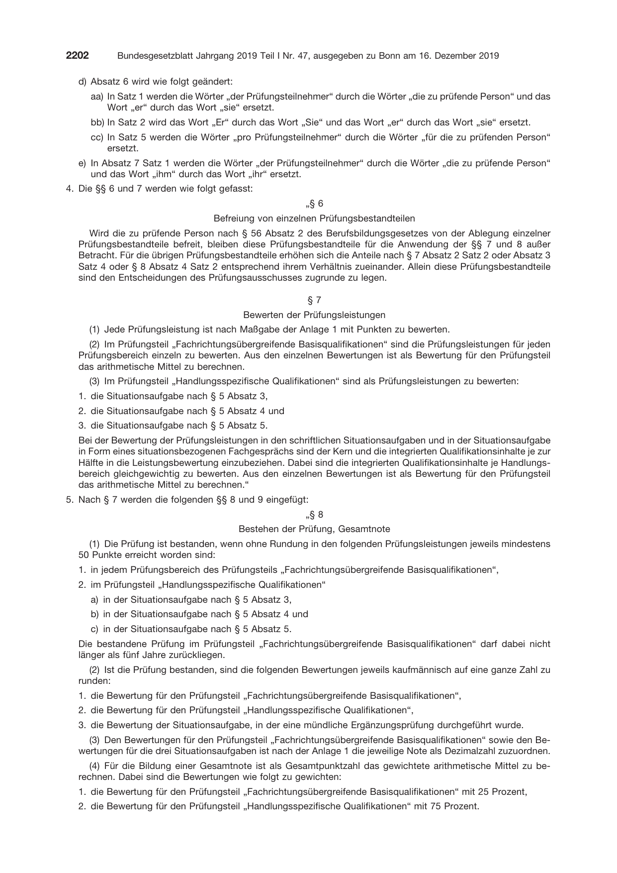 BGBl. 2019, Seite 2202 — Originalseite als Abbildung