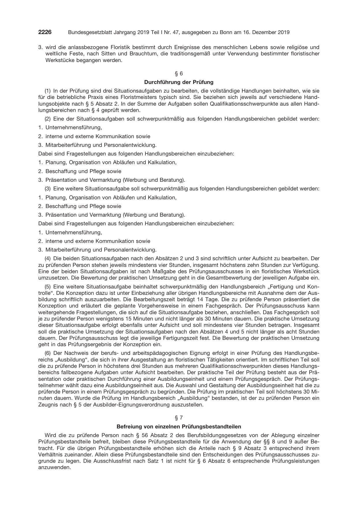 BGBl. 2019, Seite 2226 — Originalseite als Abbildung