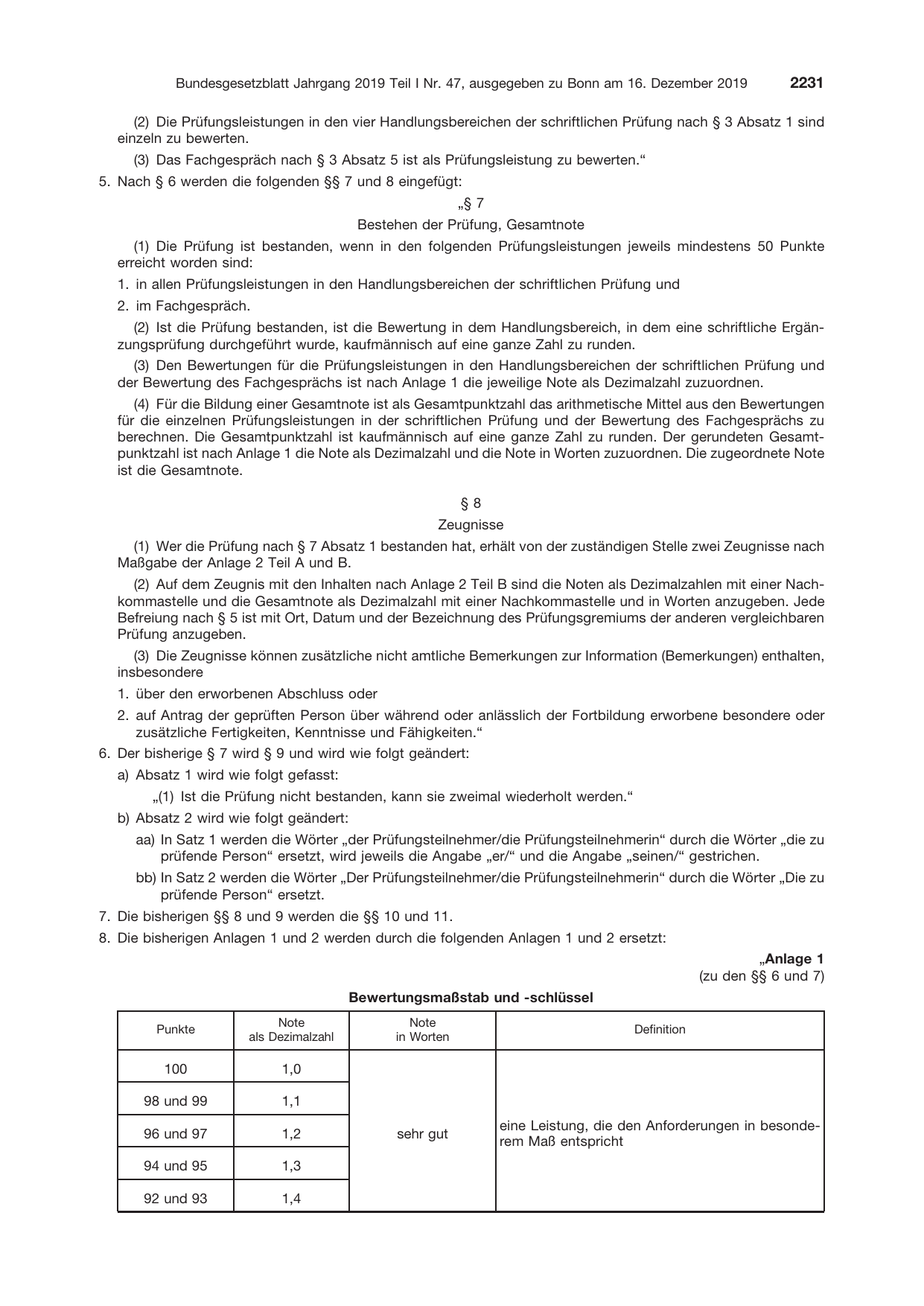 BGBl. 2019, Seite 2231 — Originalseite als Abbildung
