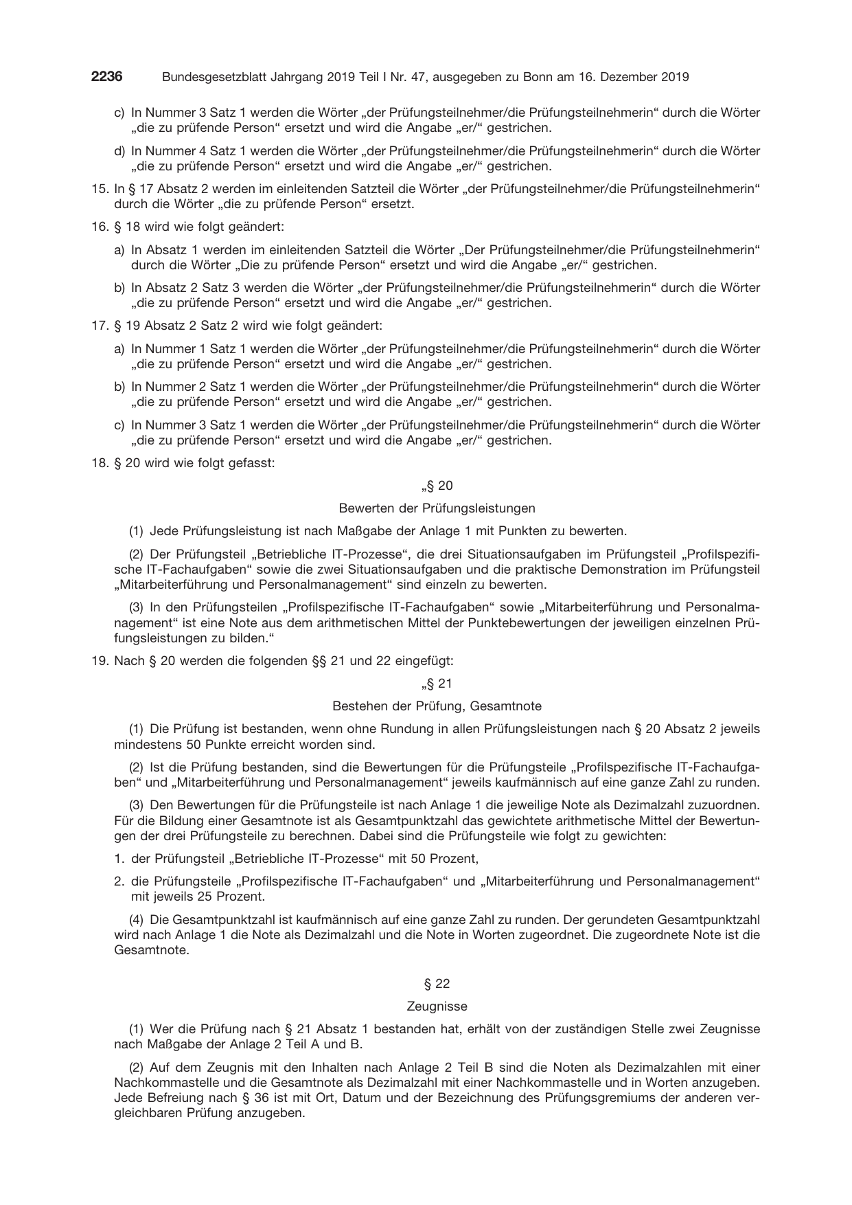 BGBl. 2019, Seite 2236 — Originalseite als Abbildung