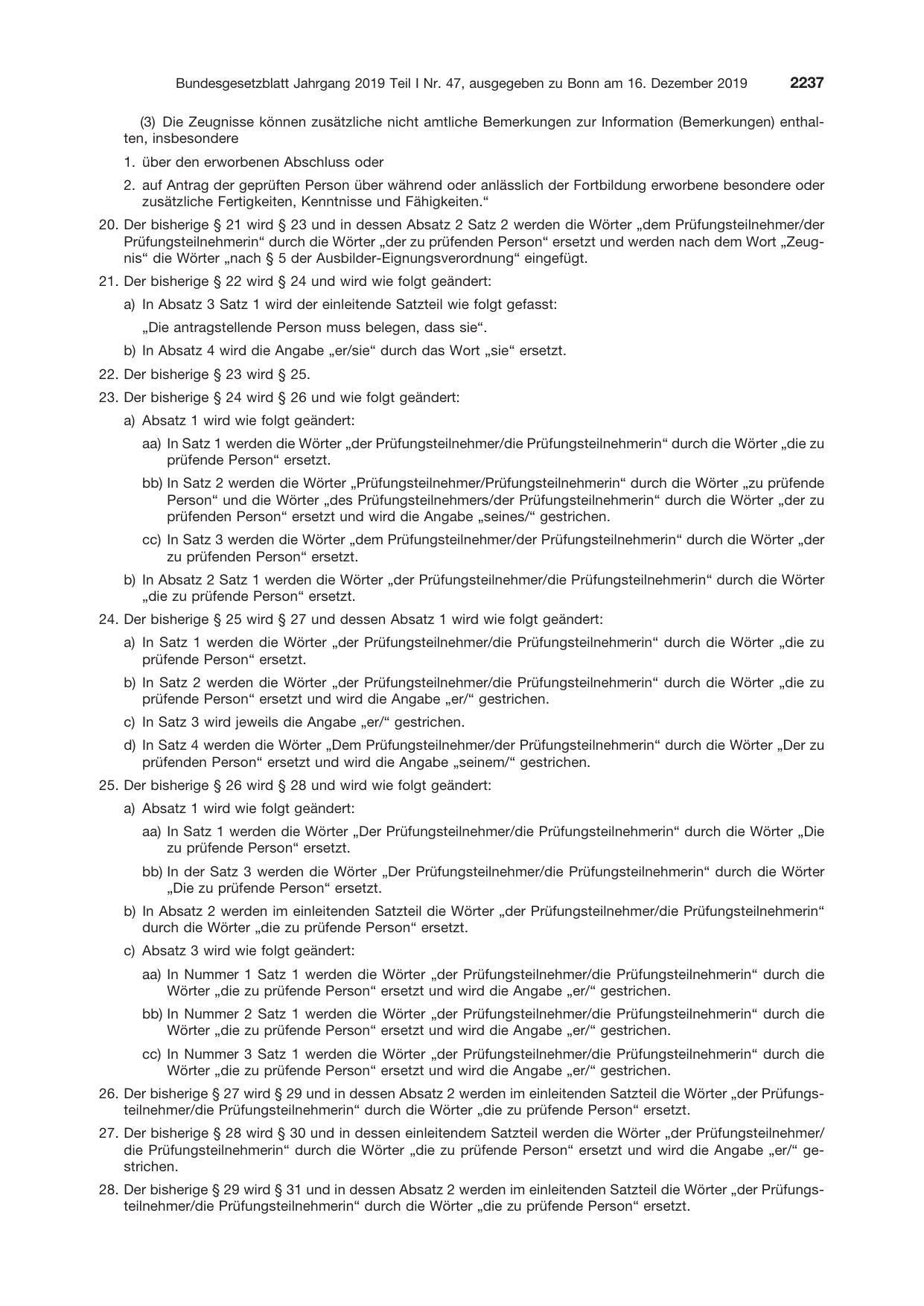 BGBl. 2019, Seite 2237 — Originalseite als Abbildung