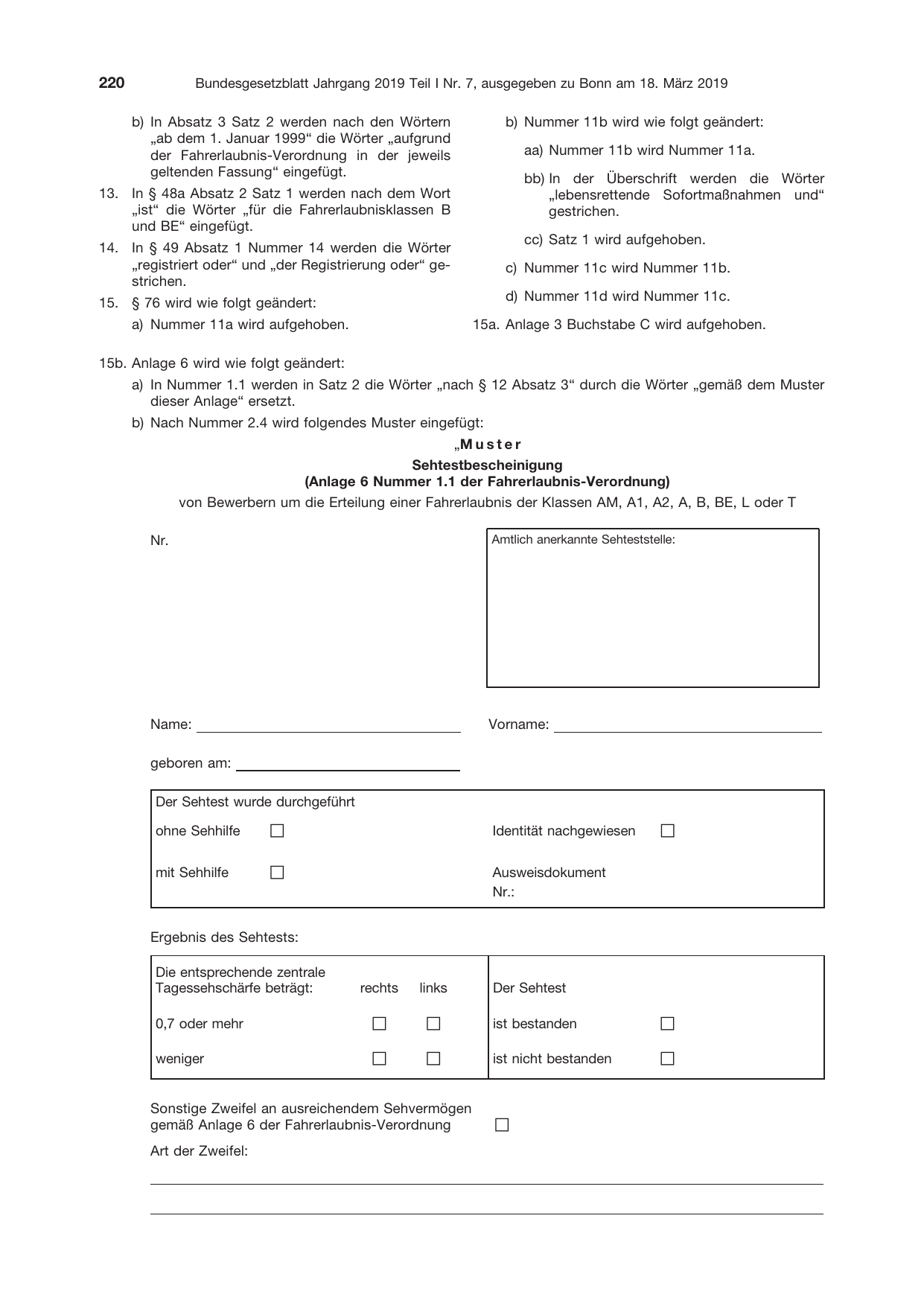 BGBl. 2019, Seite 220 — Originalseite als Abbildung
