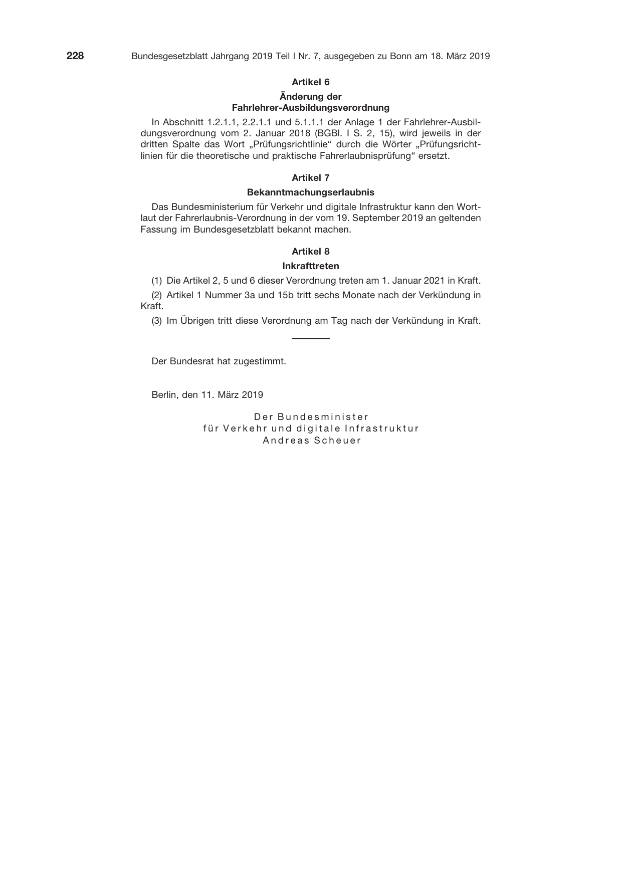 BGBl. 2019, Seite 228 — Originalseite als Abbildung