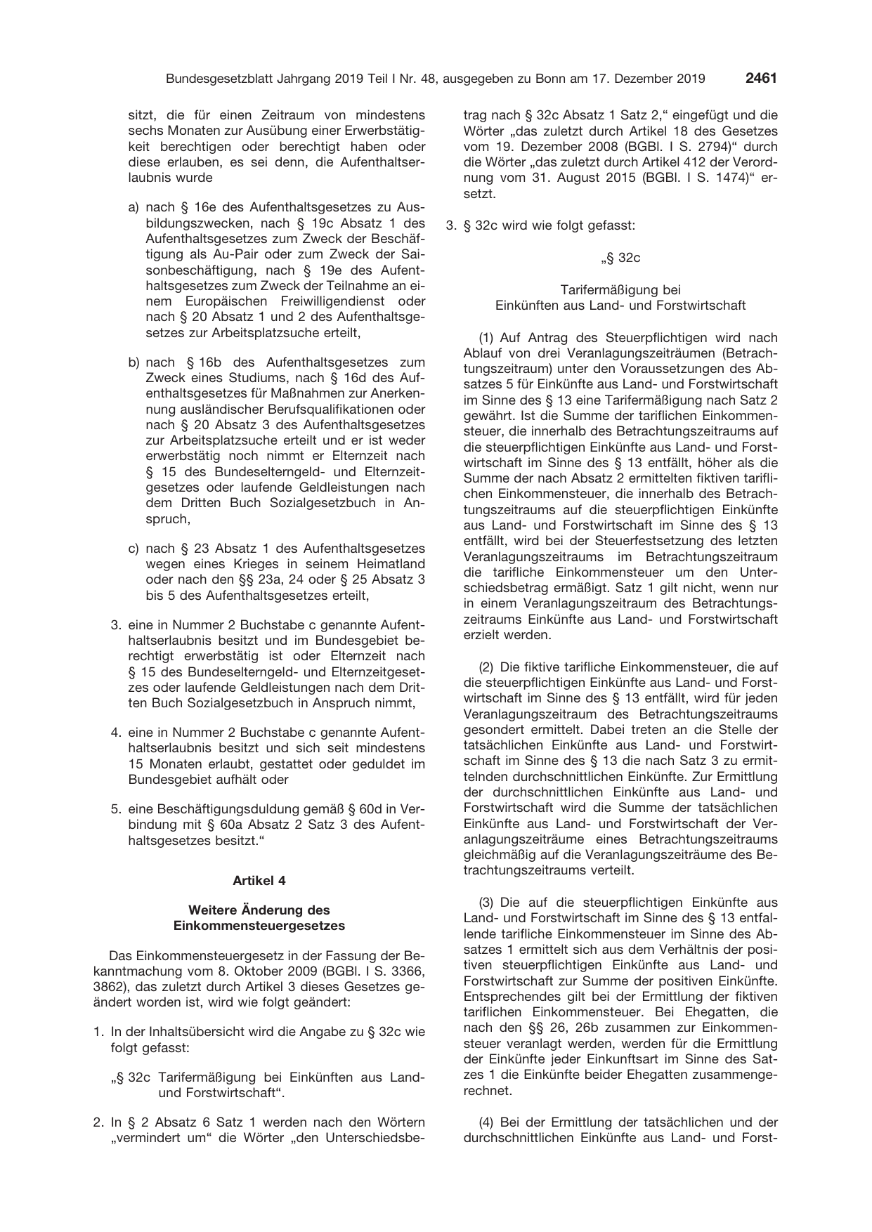 BGBl. 2019, Seite 2461 — Originalseite als Abbildung