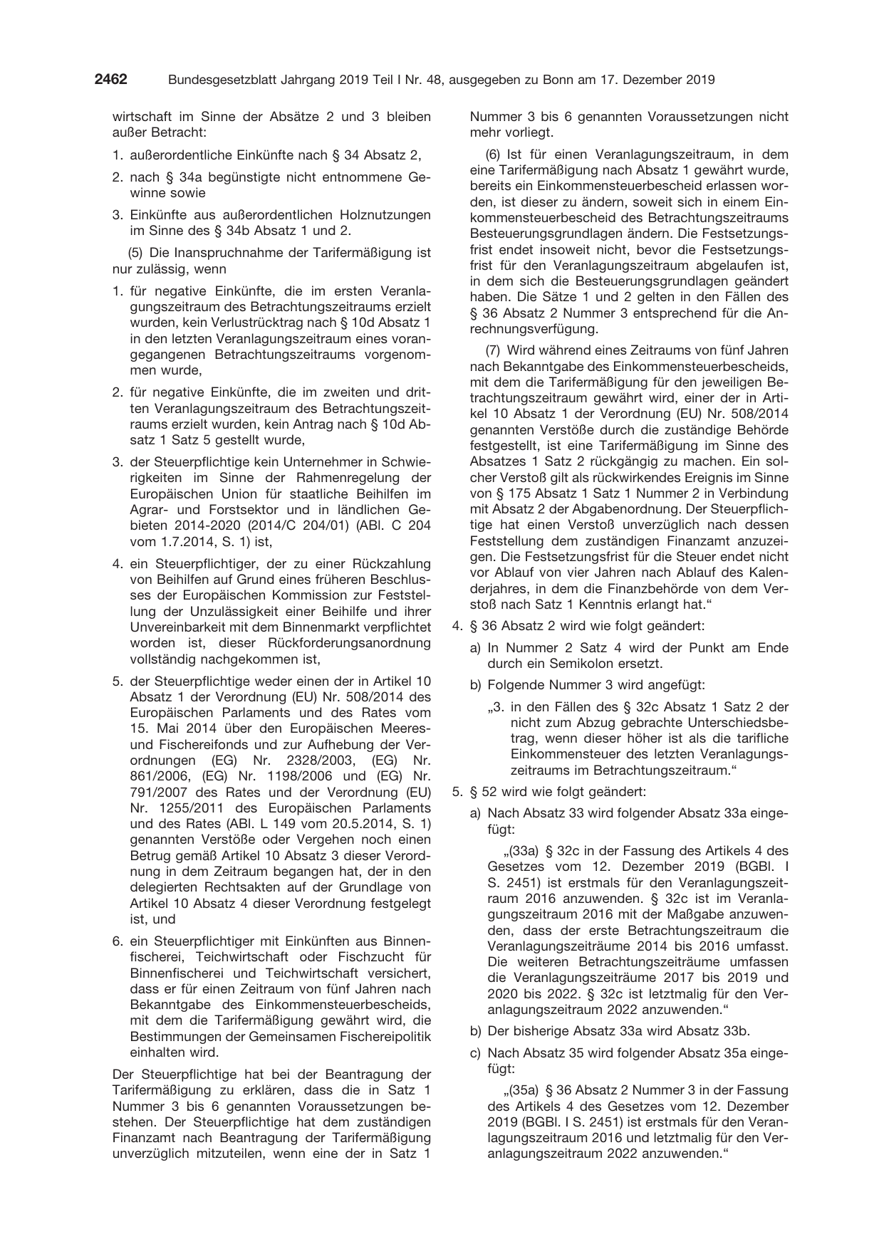 BGBl. 2019, Seite 2462 — Originalseite als Abbildung