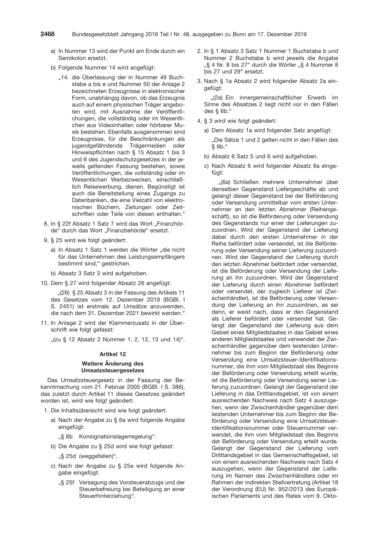 BGBl. 2019, Seite 2468 — Originalseite als Abbildung