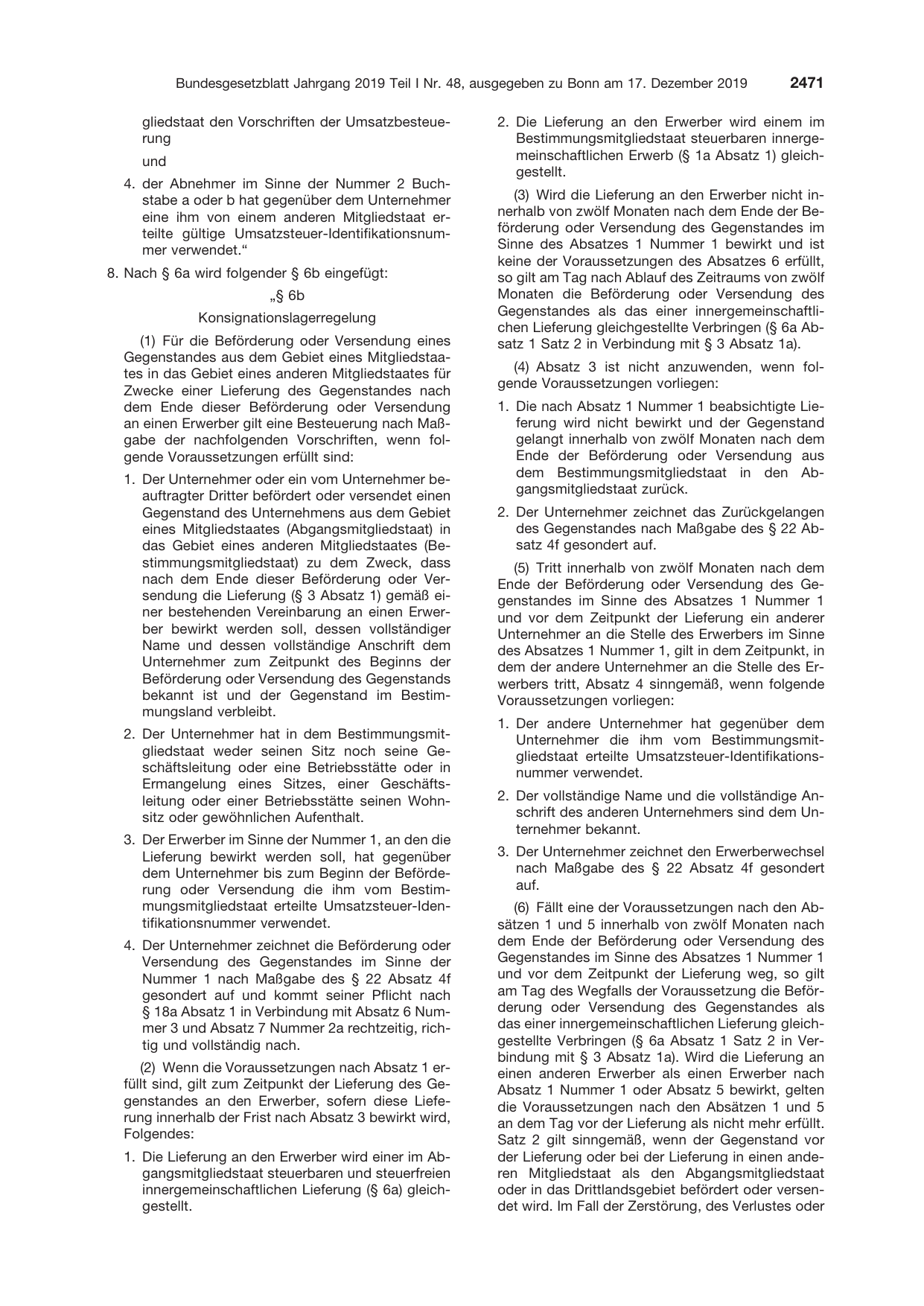 BGBl. 2019, Seite 2471 — Originalseite als Abbildung
