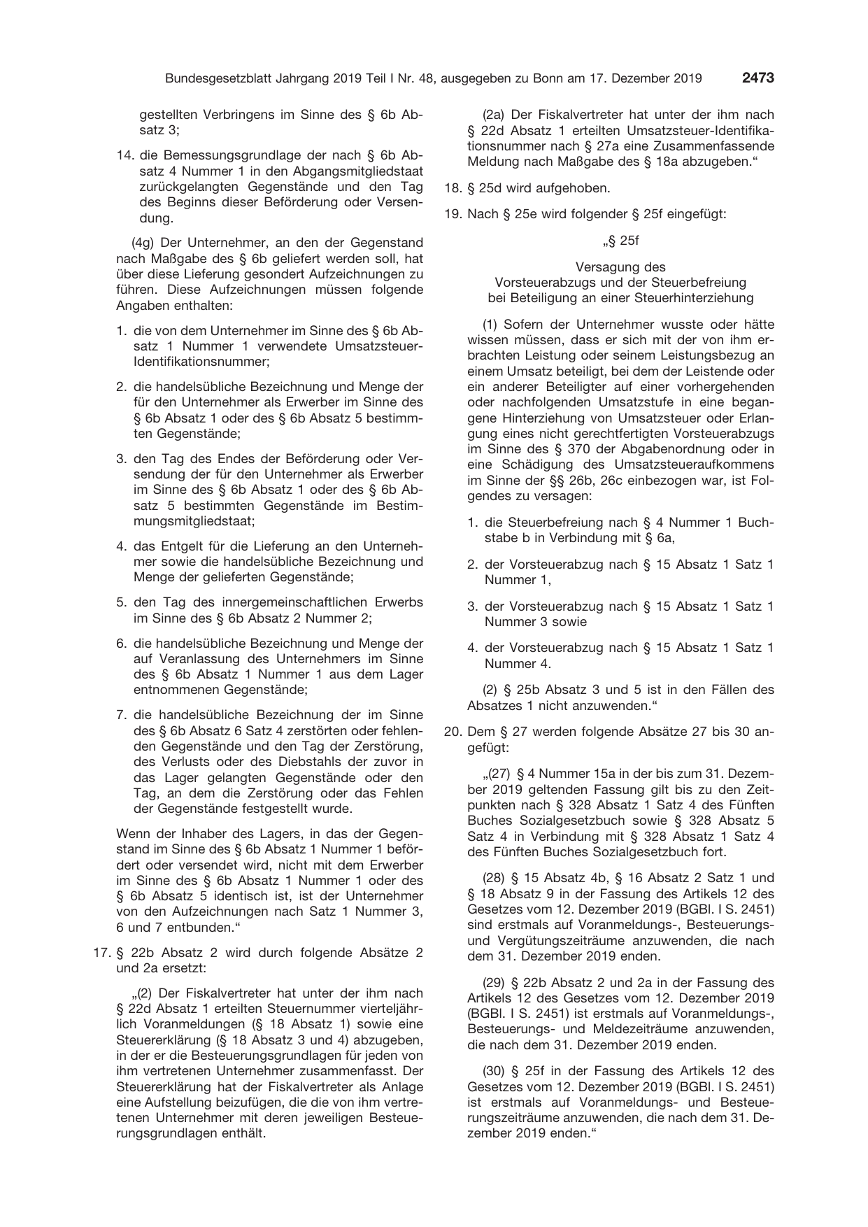 BGBl. 2019, Seite 2473 — Originalseite als Abbildung