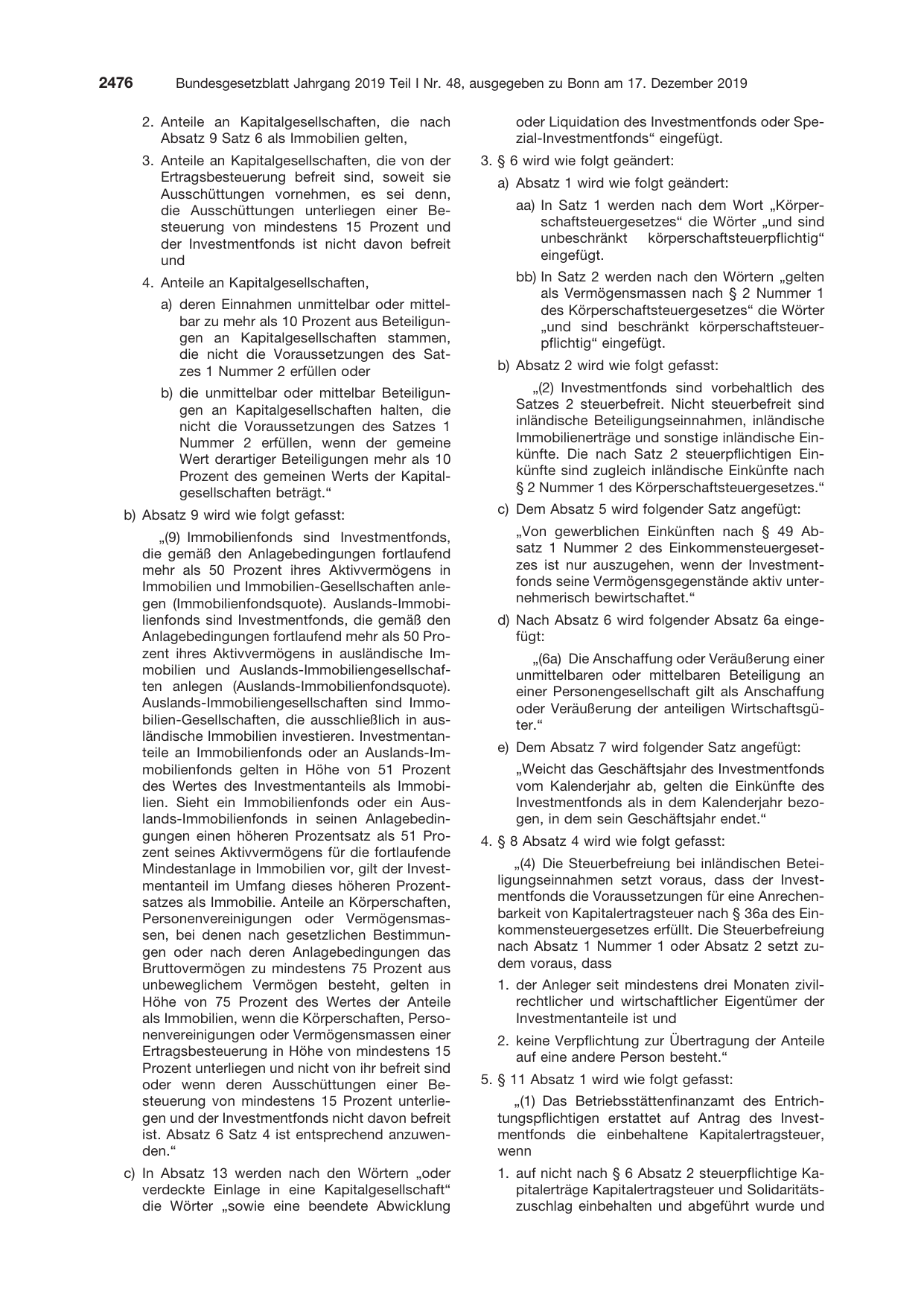 BGBl. 2019, Seite 2476 — Originalseite als Abbildung