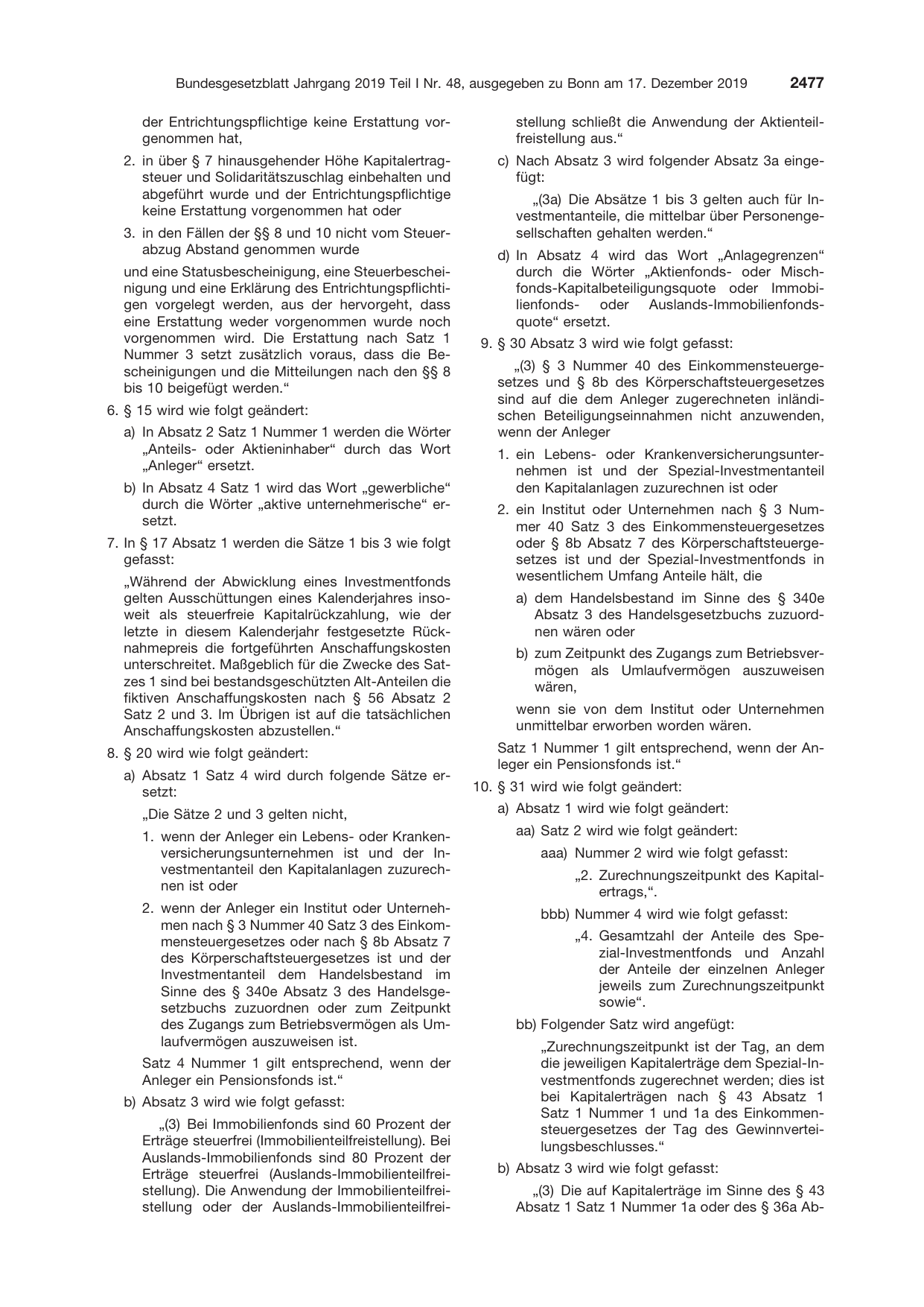 BGBl. 2019, Seite 2477 — Originalseite als Abbildung