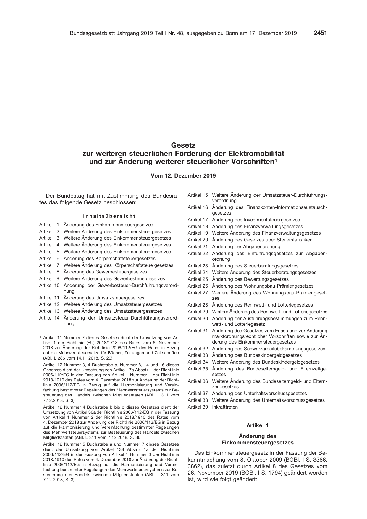 BGBl. 2019, Seite 2451 — Originalseite als Abbildung