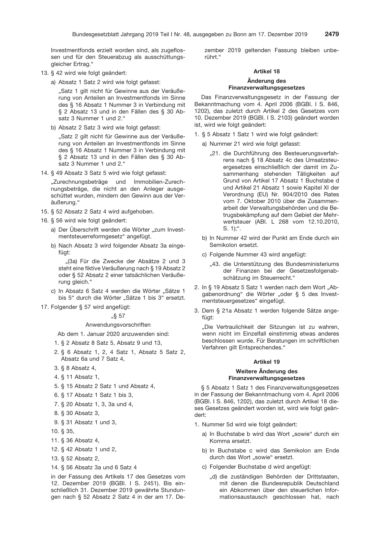 BGBl. 2019, Seite 2479 — Originalseite als Abbildung