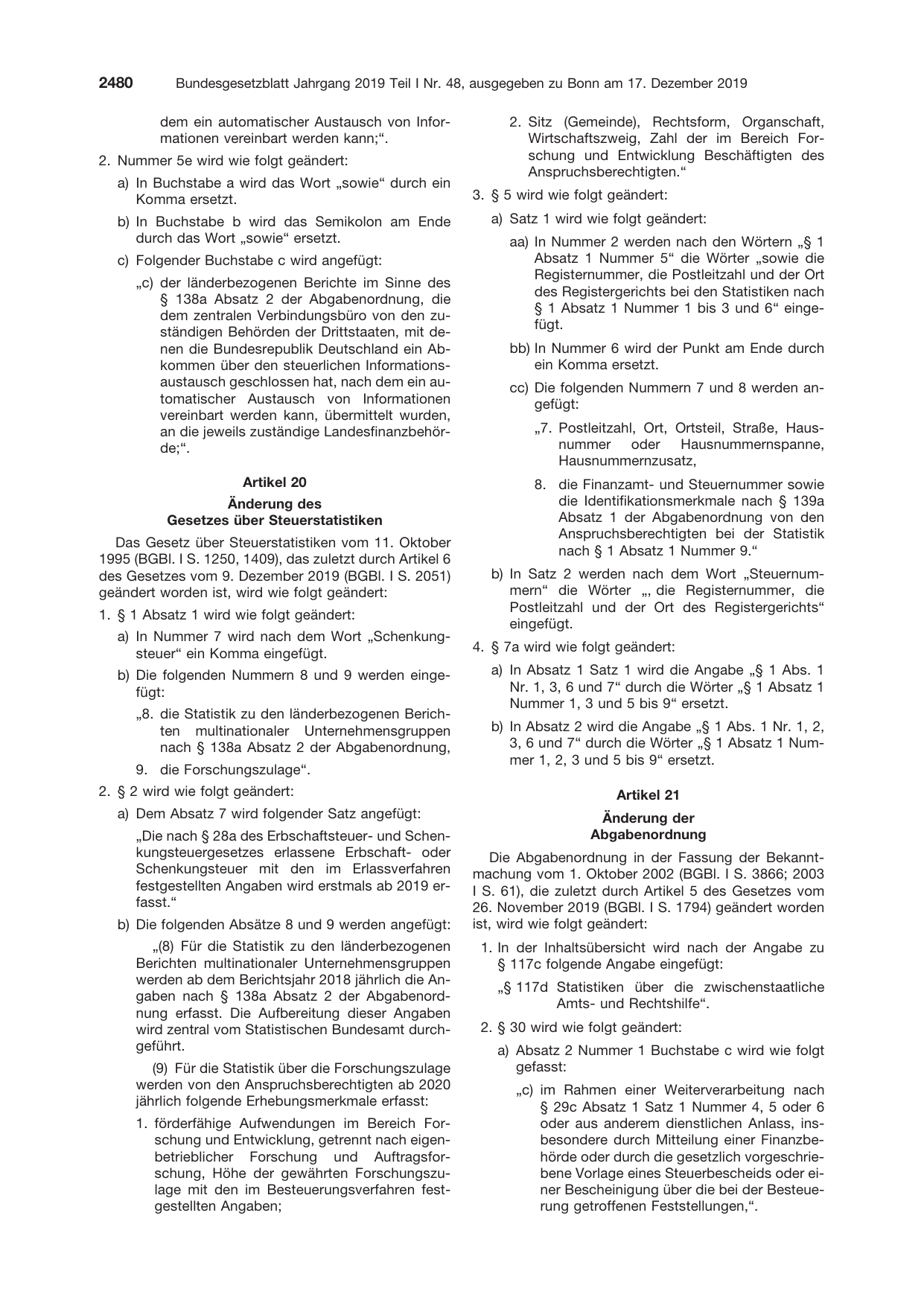 BGBl. 2019, Seite 2480 — Originalseite als Abbildung