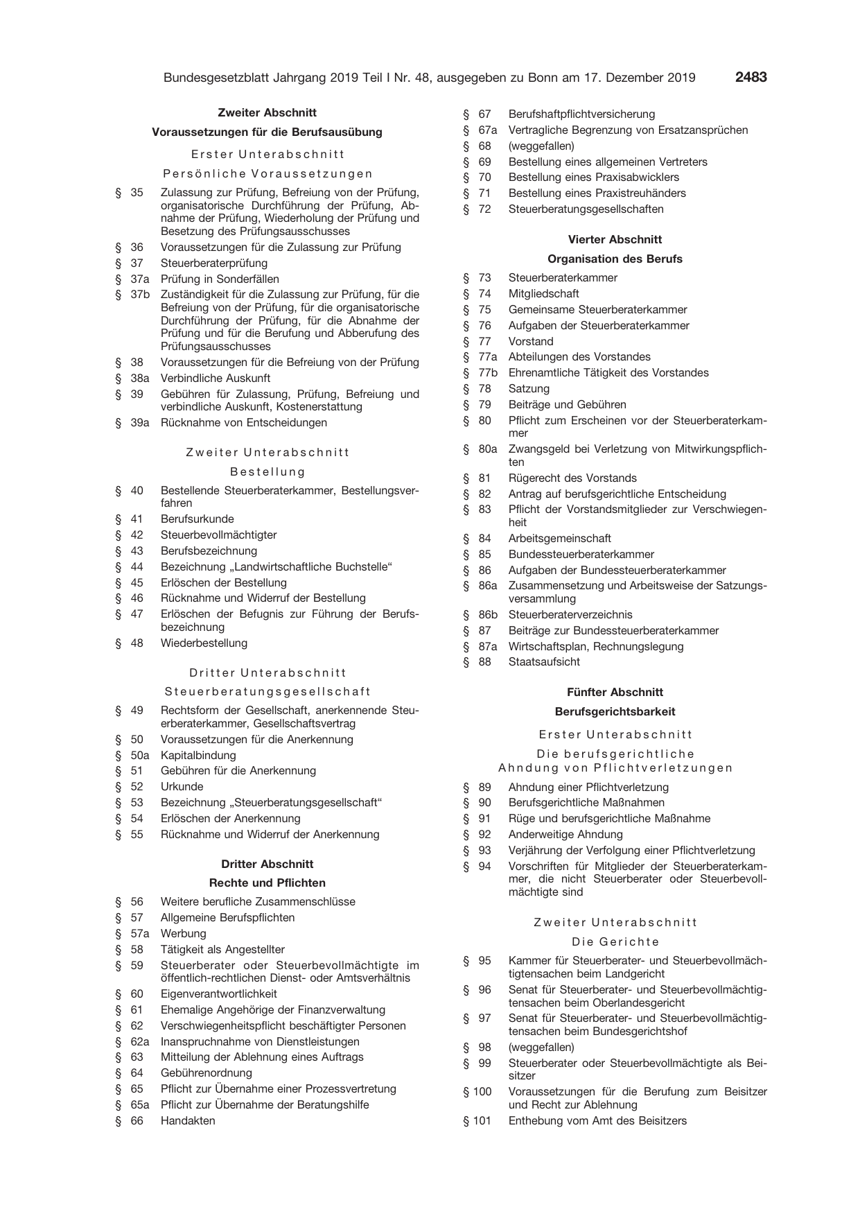 BGBl. 2019, Seite 2483 — Originalseite als Abbildung