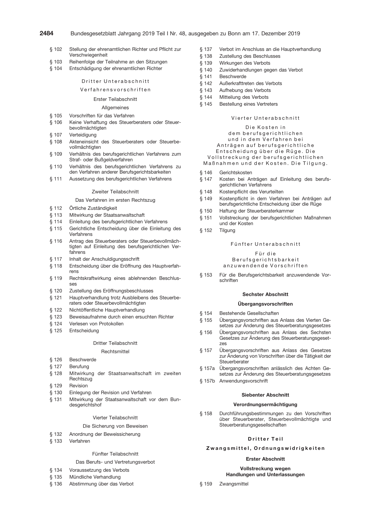 BGBl. 2019, Seite 2484 — Originalseite als Abbildung