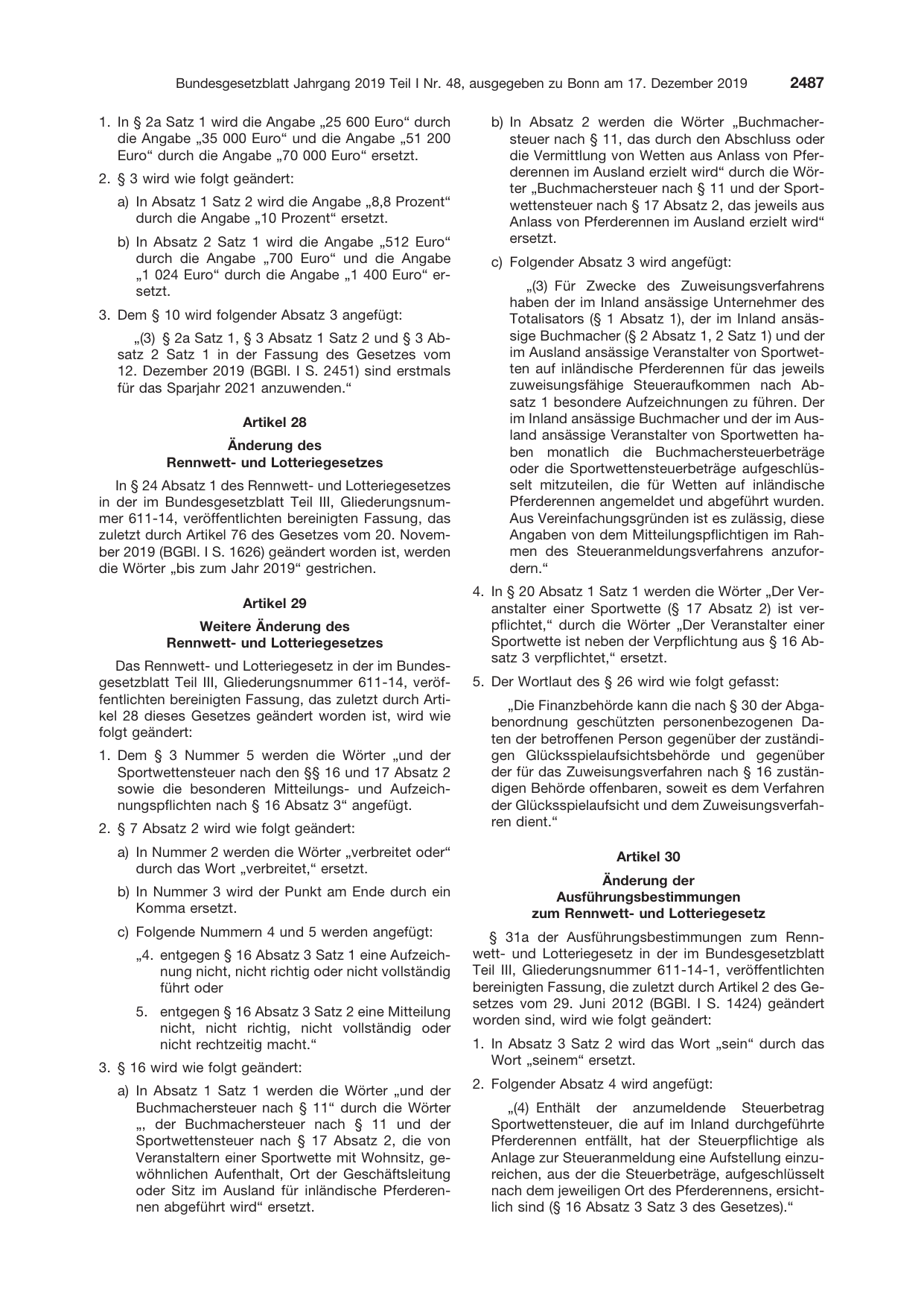 BGBl. 2019, Seite 2487 — Originalseite als Abbildung